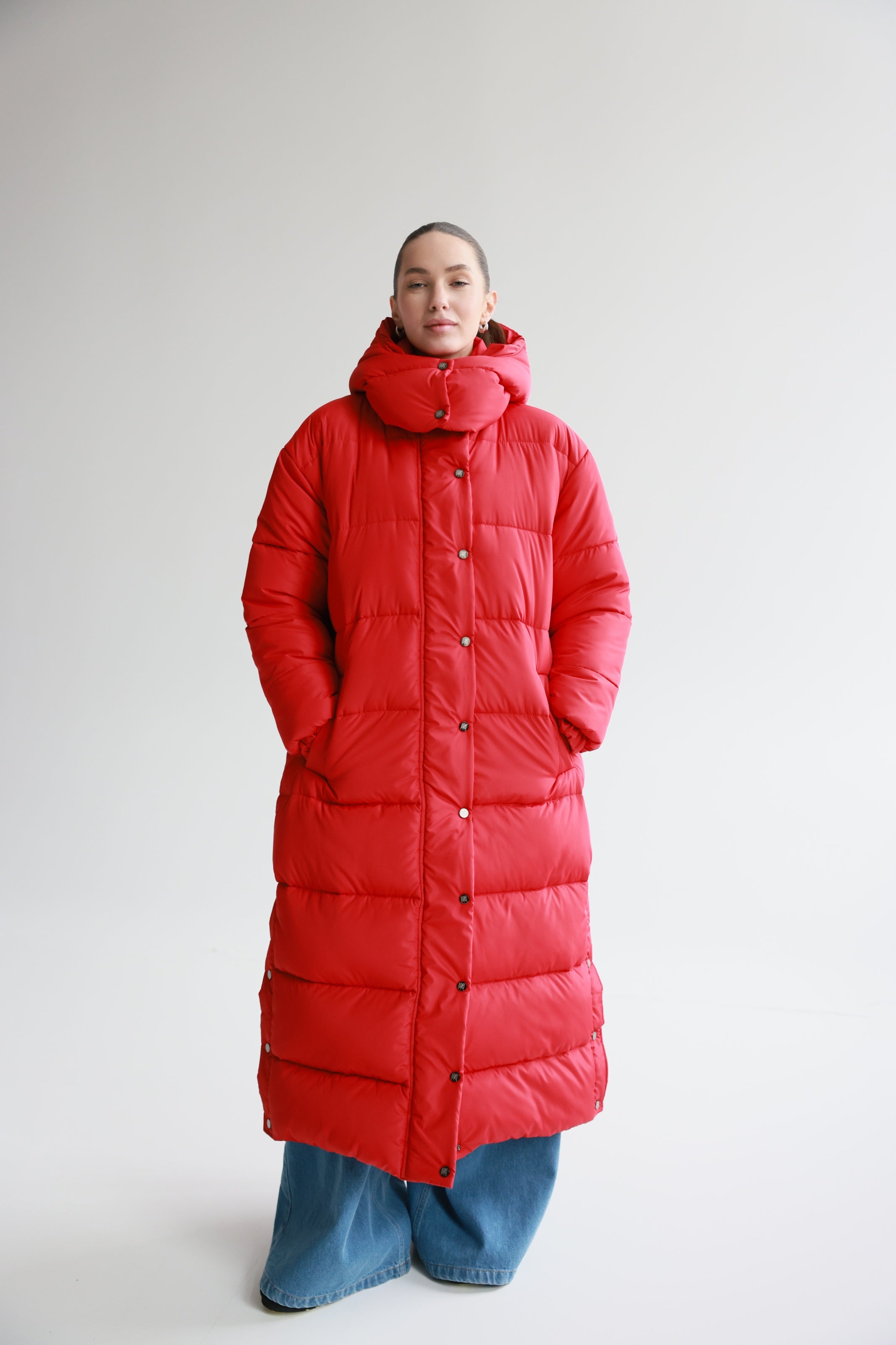 Oversized Maxi Puffer Jacket Red