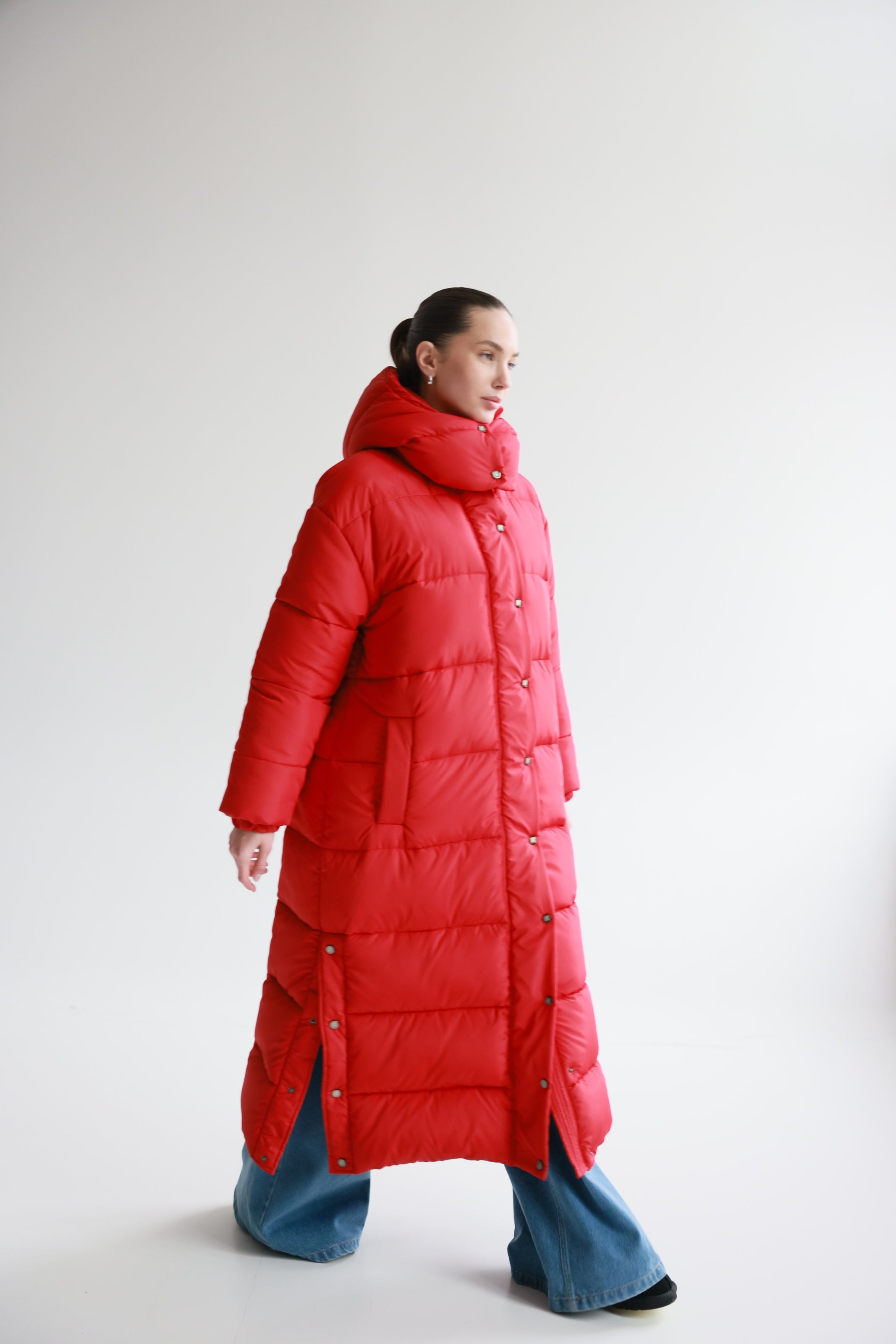 Oversized Maxi Puffer Jacket Red