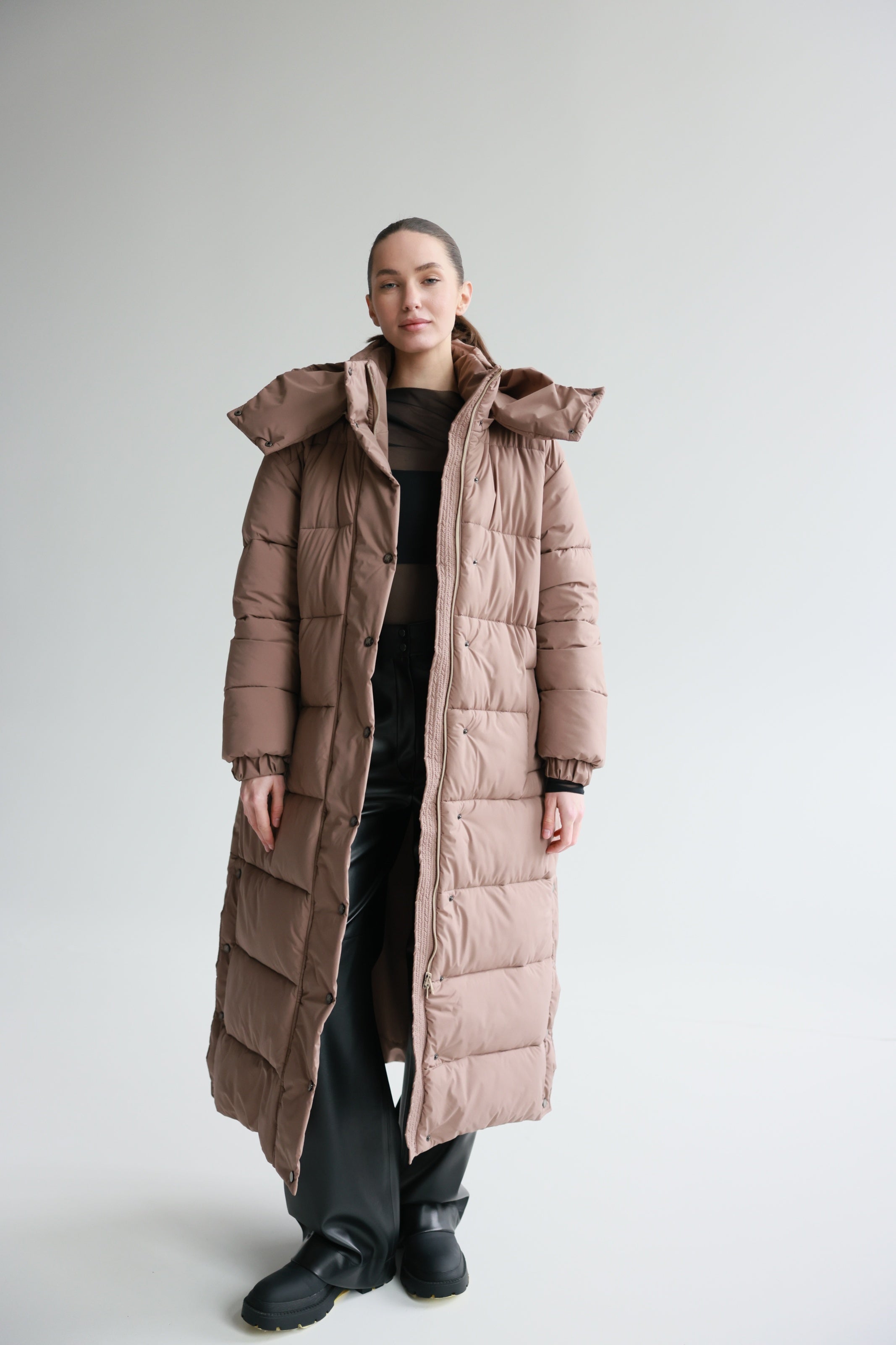 Oversized Maxi Puffer Jacket Mocha