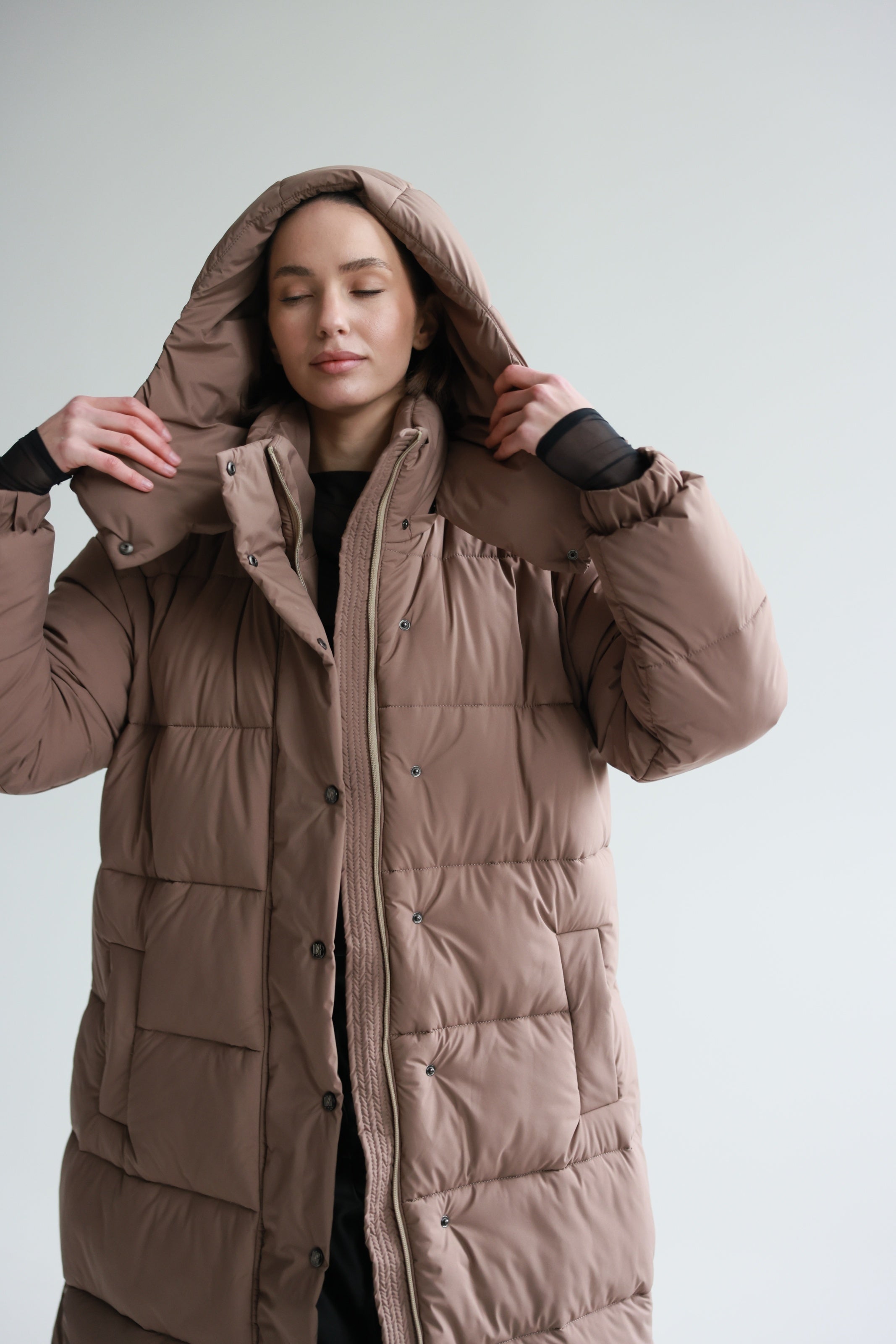 Oversized Maxi Puffer Jacket Mocha
