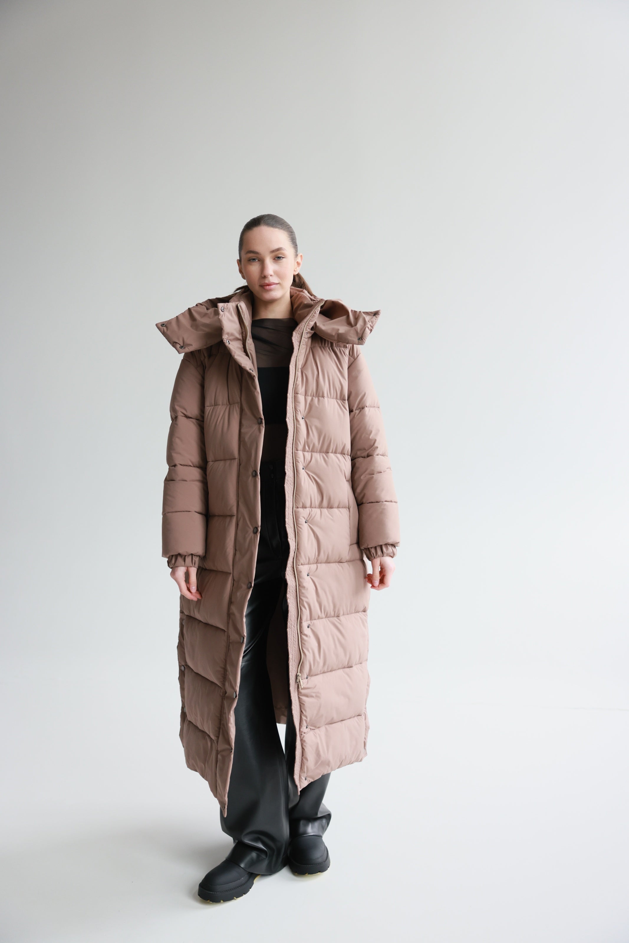 Oversized Maxi Puffer Jacket Mocha