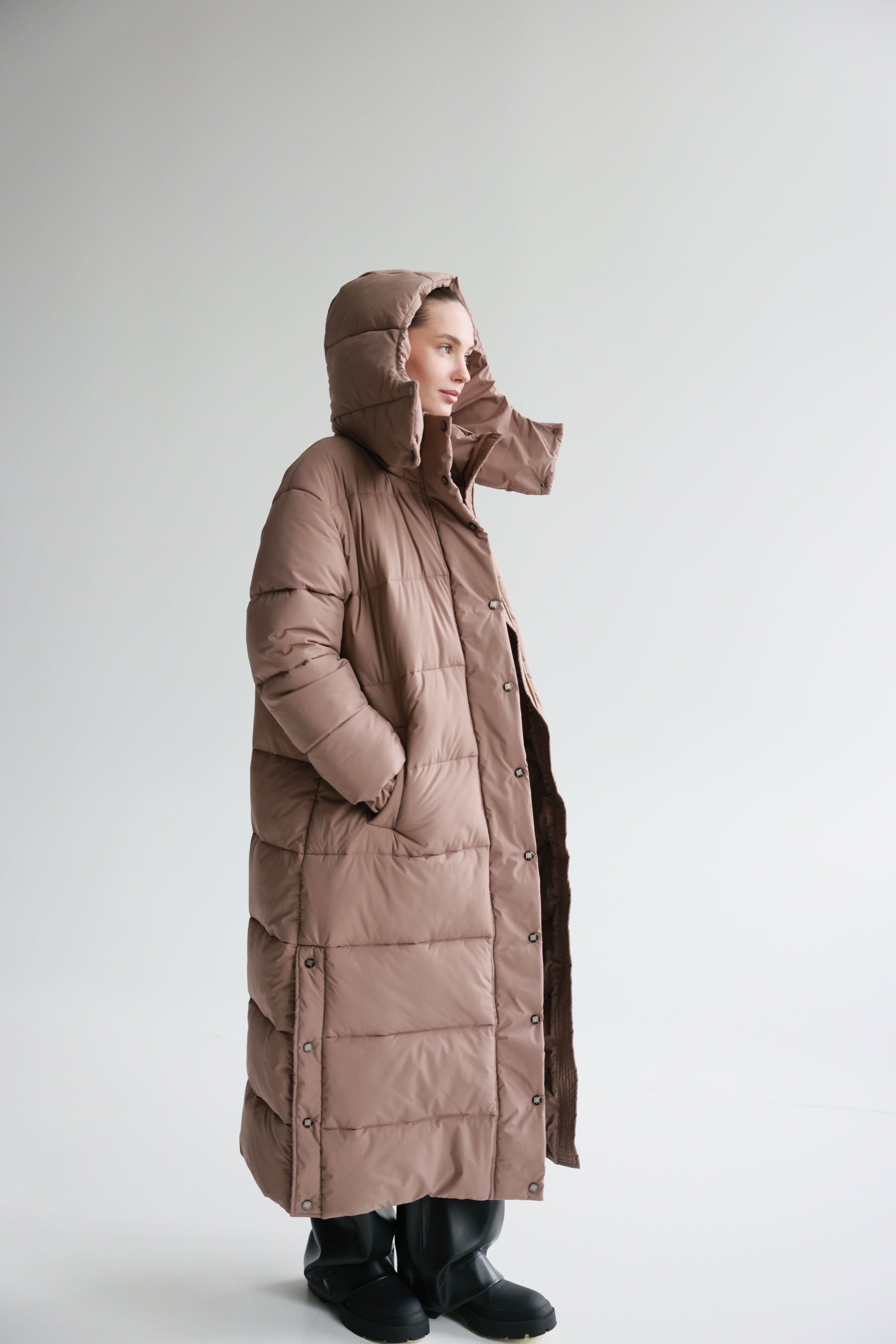 Oversized Maxi Puffer Jacket Mocha