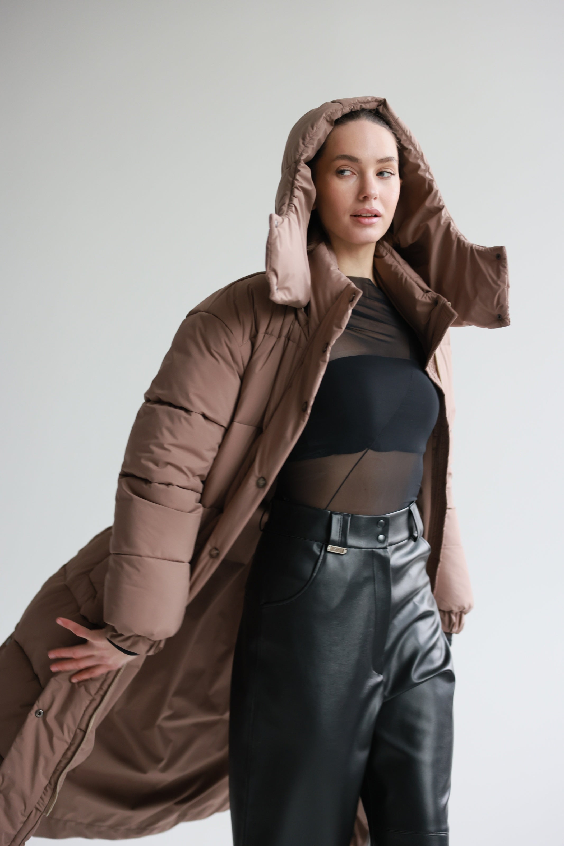 Oversized Maxi Puffer Jacket Mocha