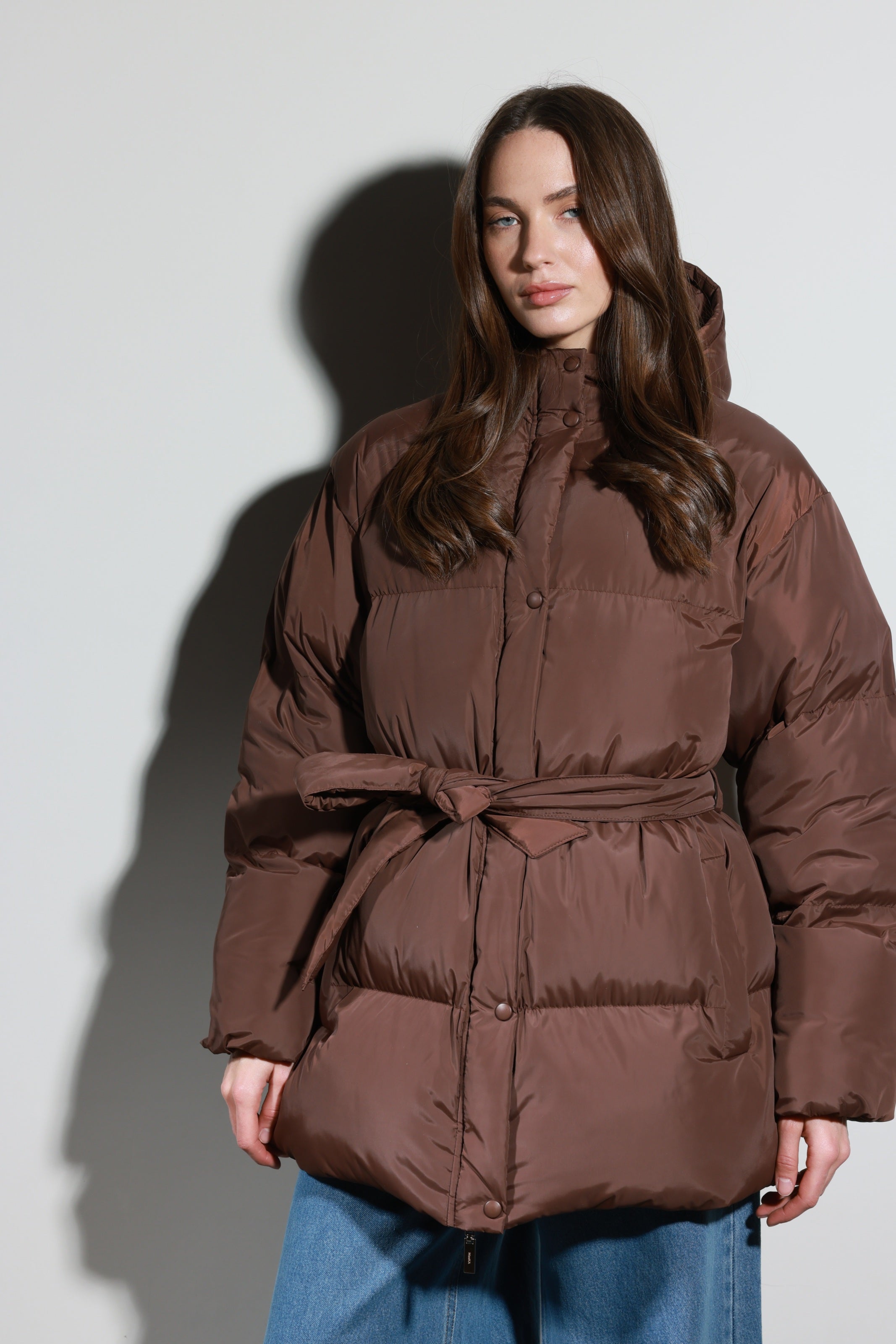 Belted Puffer Jacket Mocha