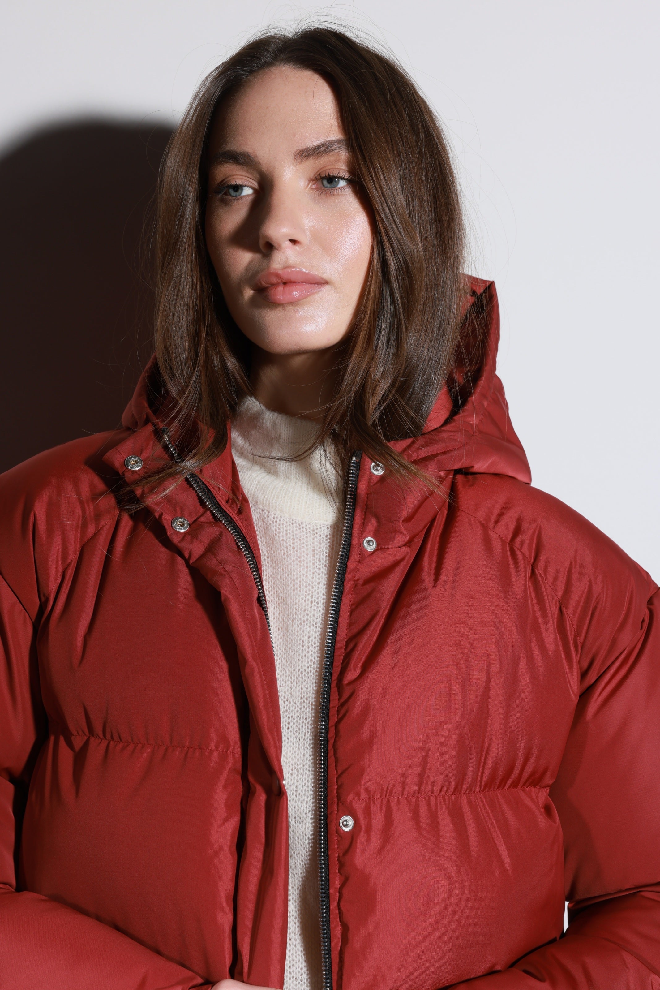 Belted Puffer Jacket Terracotta