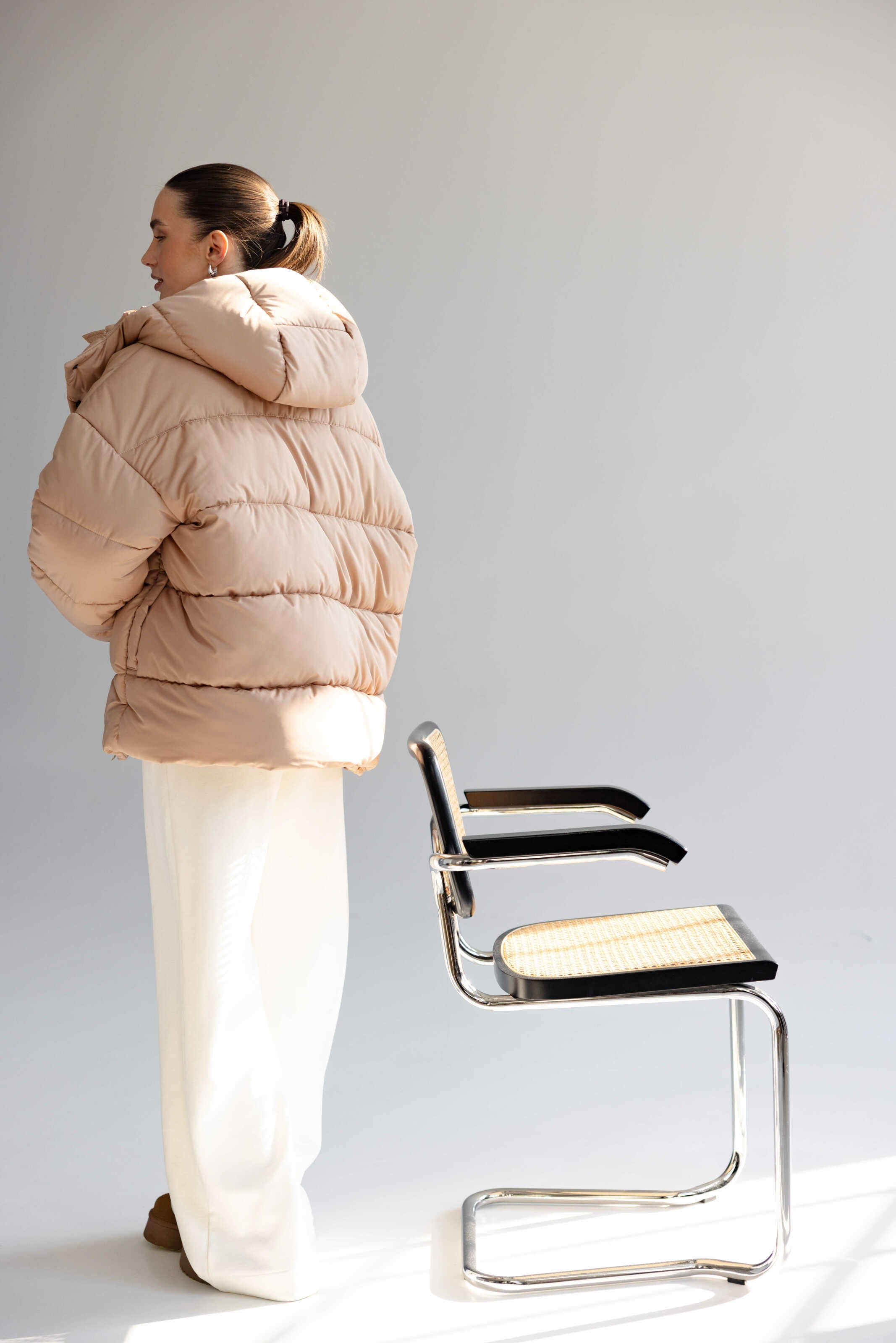 Oversized Puffer Jacket Beige