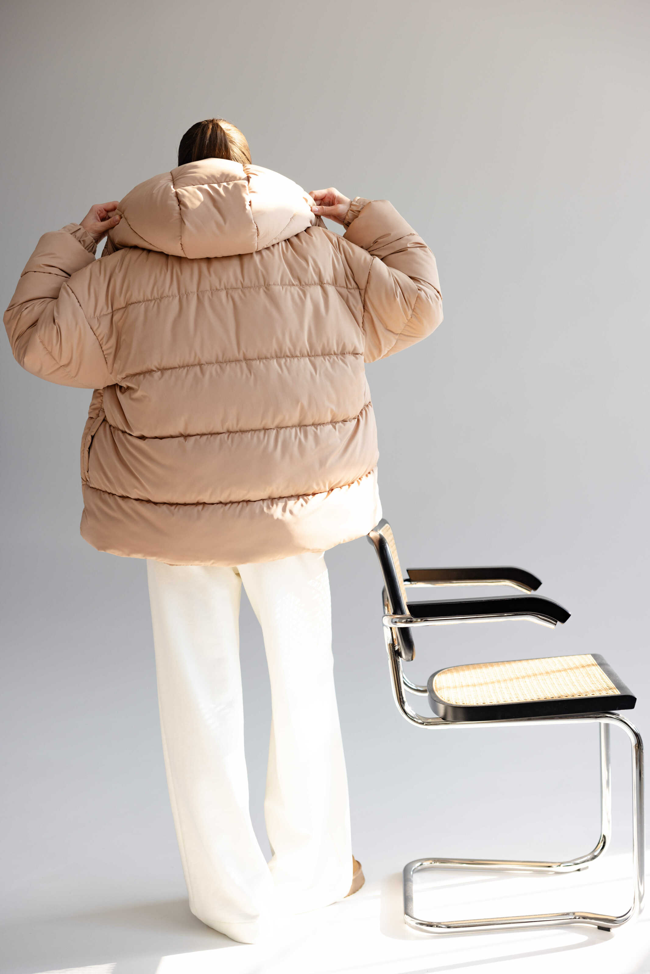 Oversized Puffer Jacket Beige