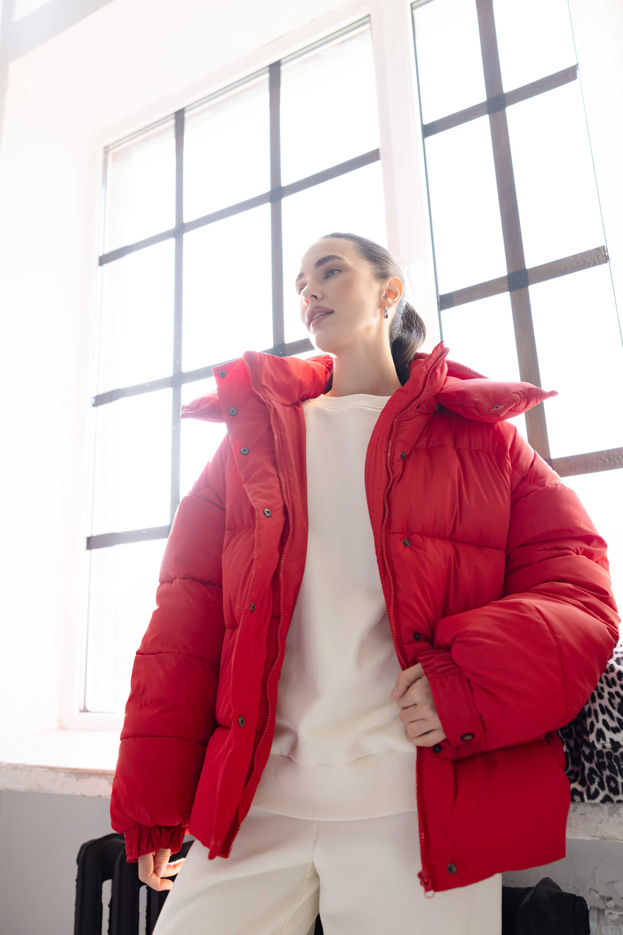 Oversized Puffer Jacket Red