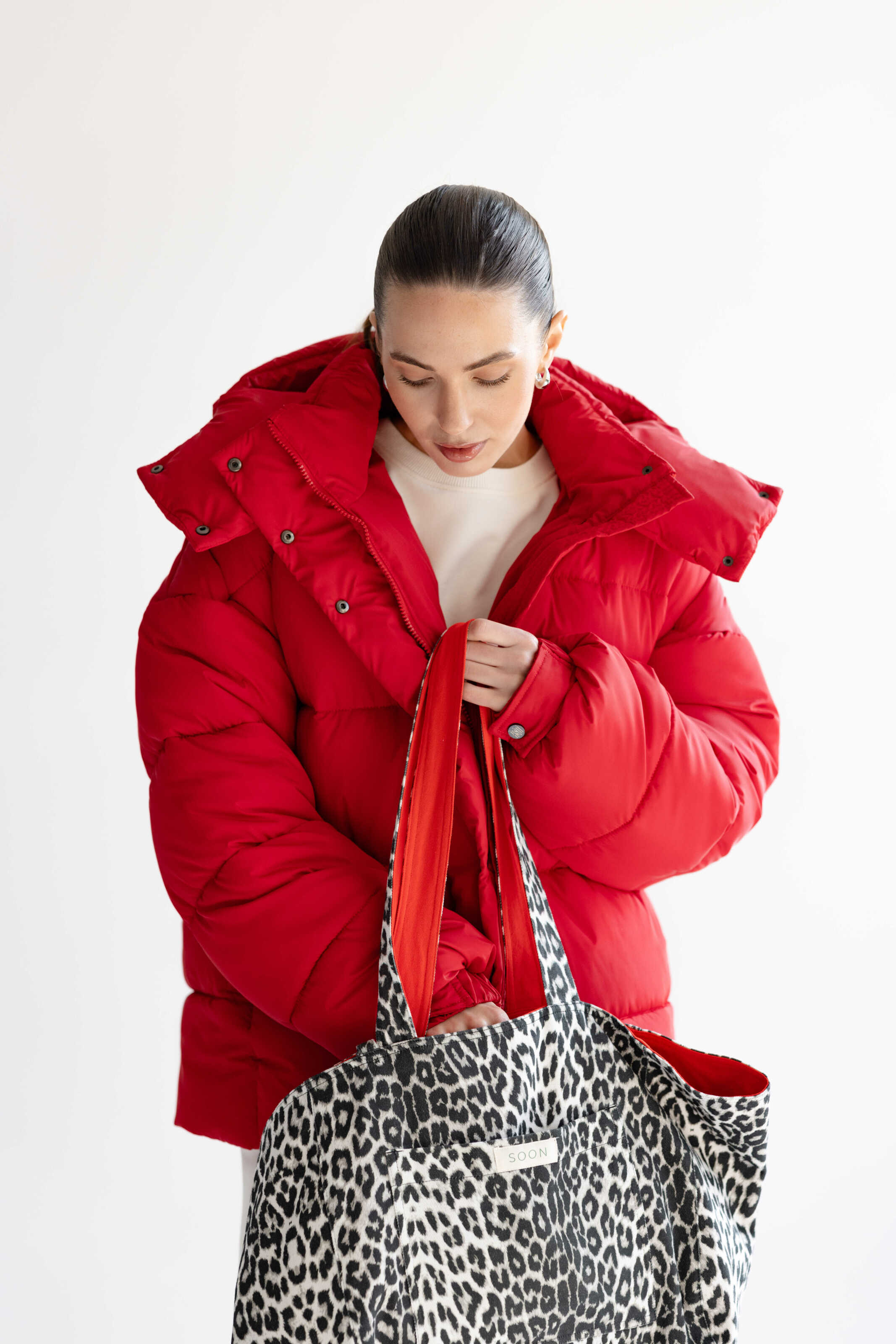 Oversized Puffer Jacket Red