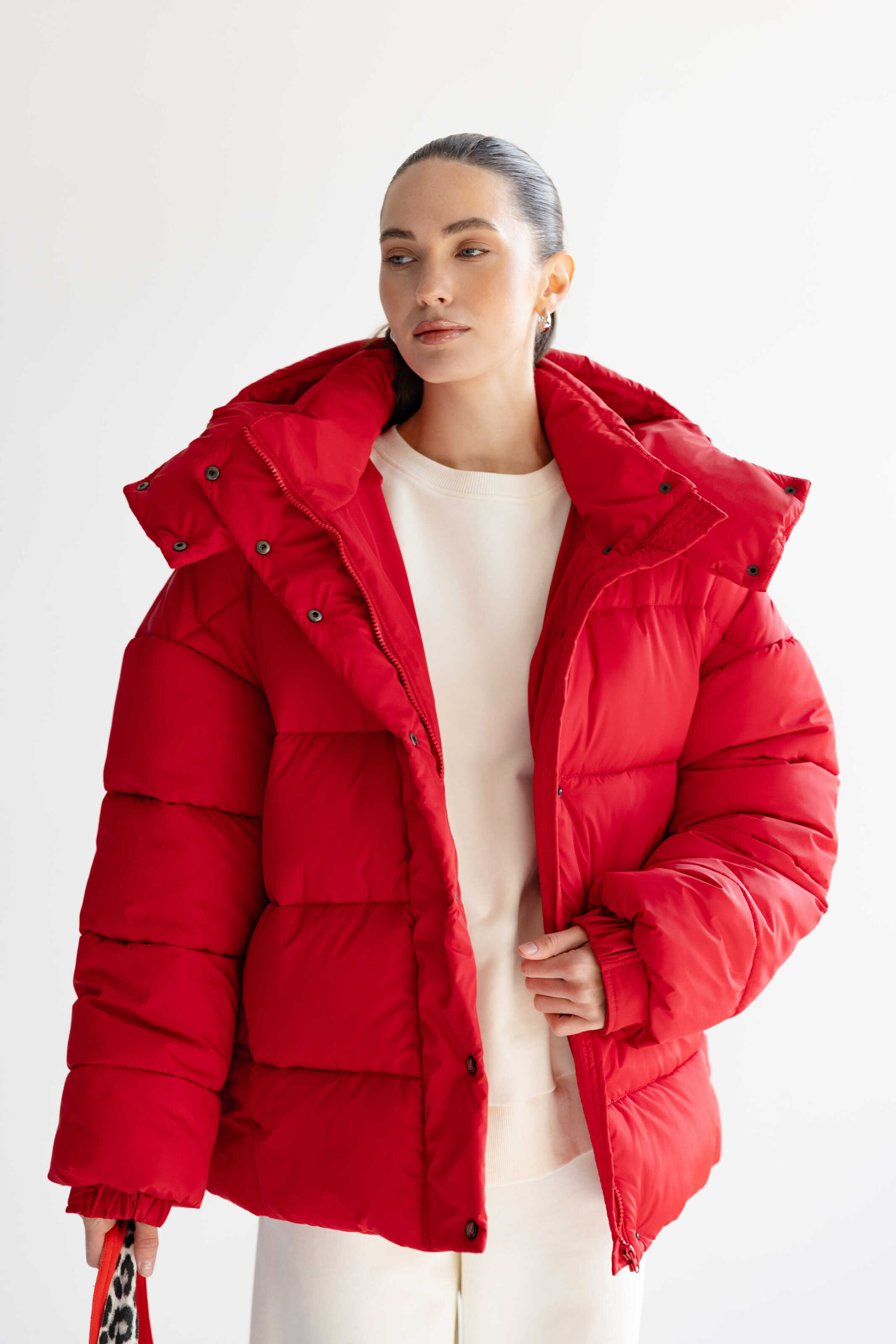 Oversized Puffer Jacket Red