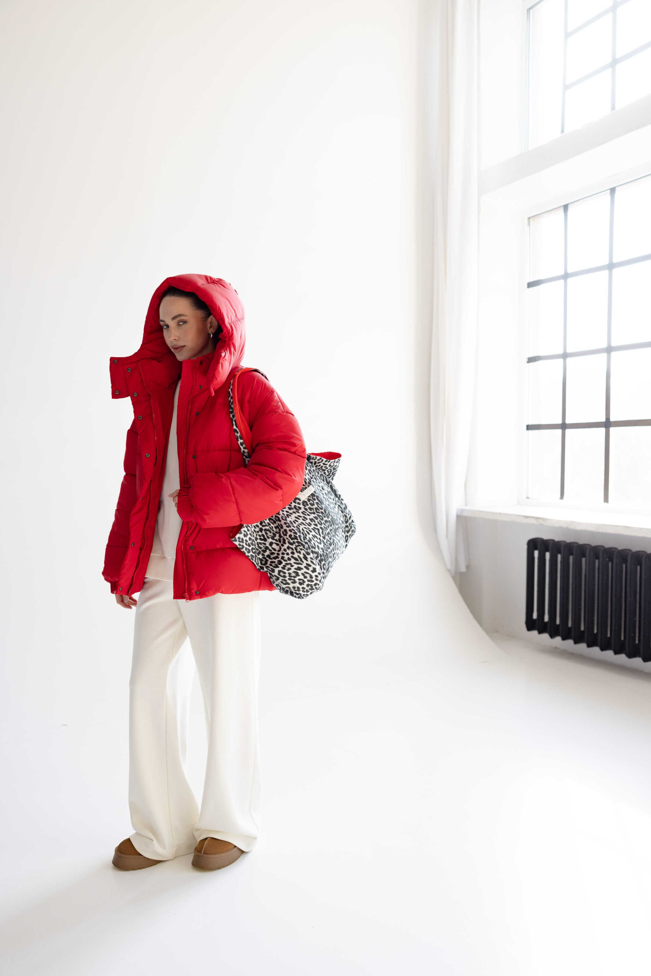 Oversized Puffer Jacket Red