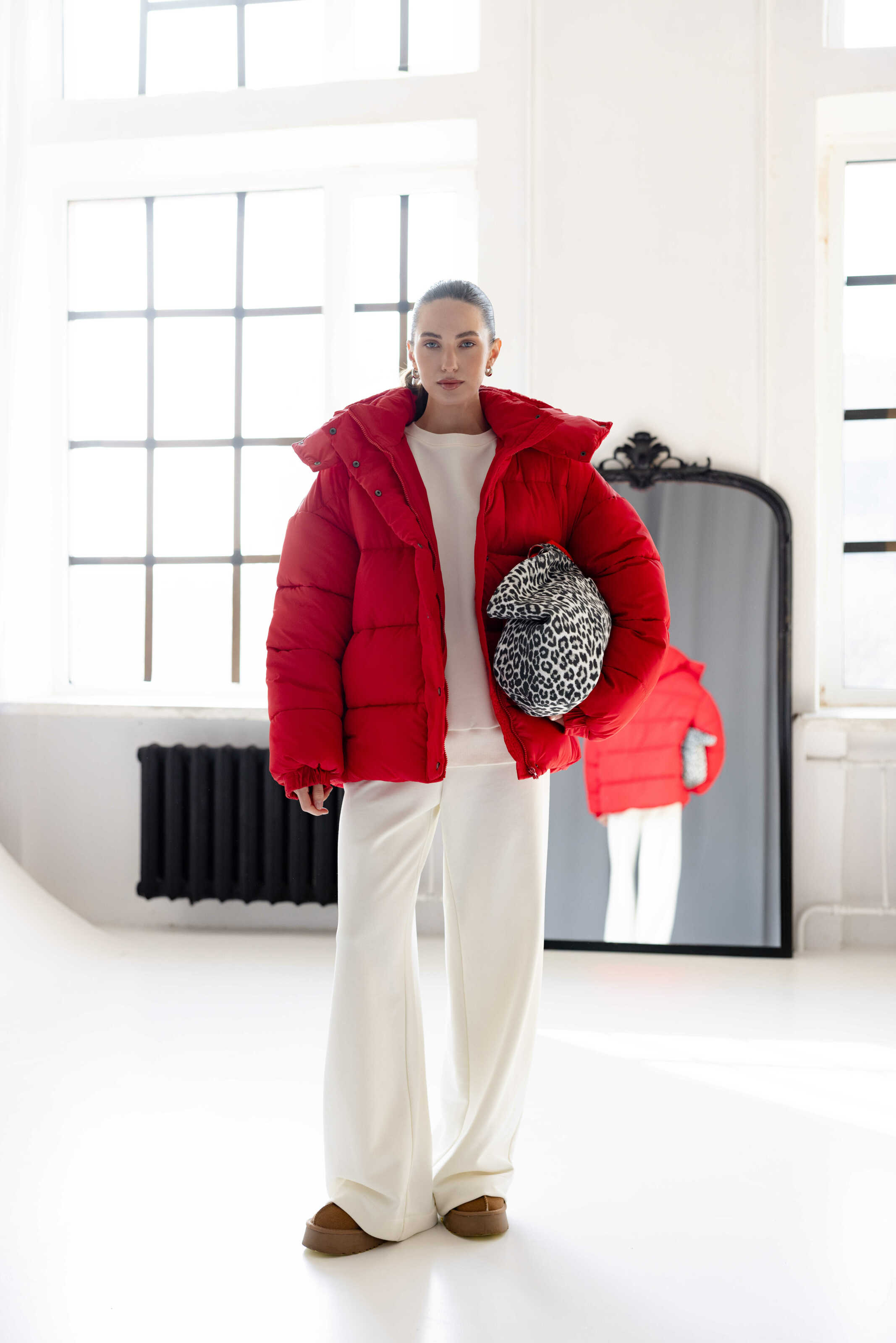 Oversized Puffer Jacket Red