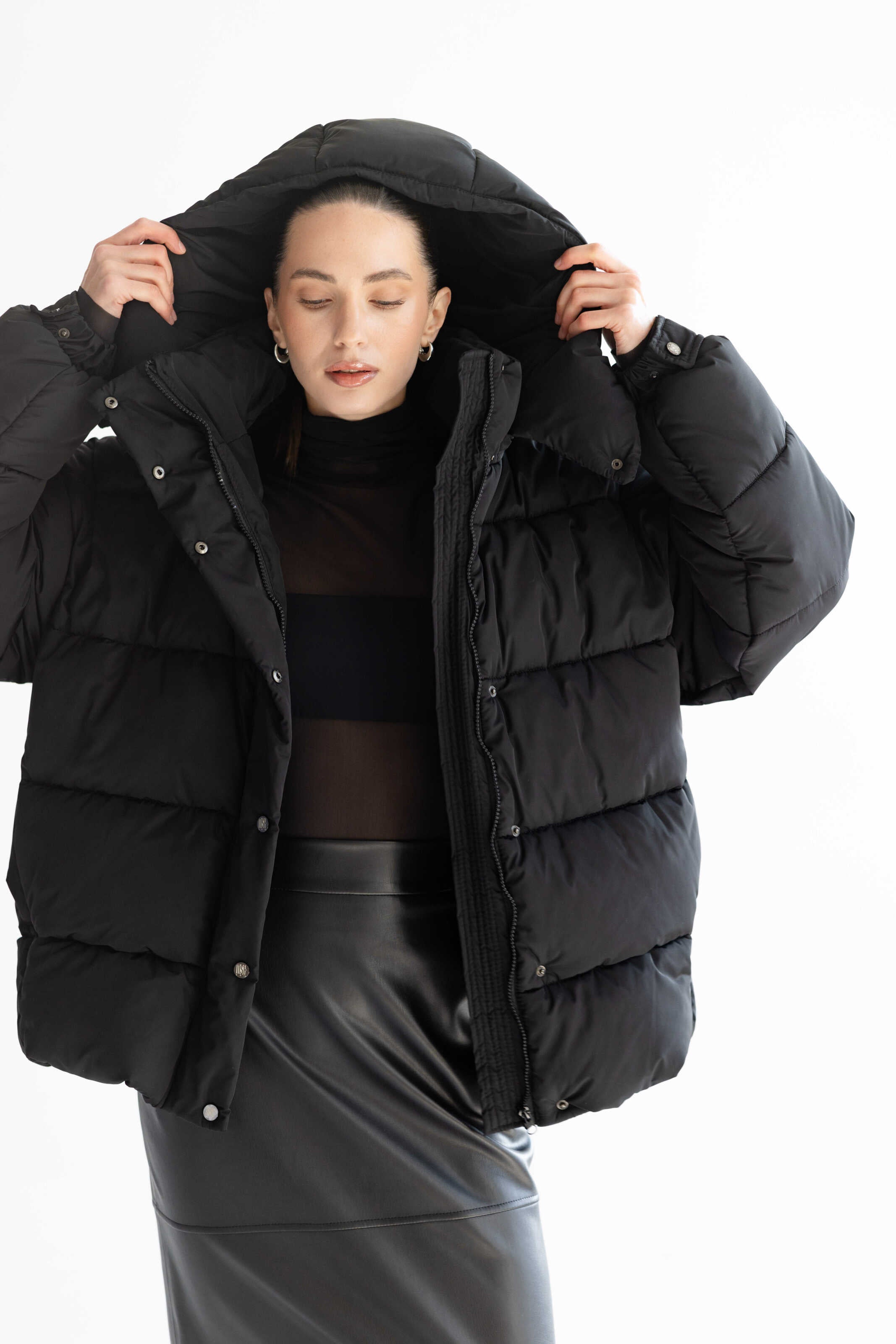 Oversized Puffer Jacket Matte Black