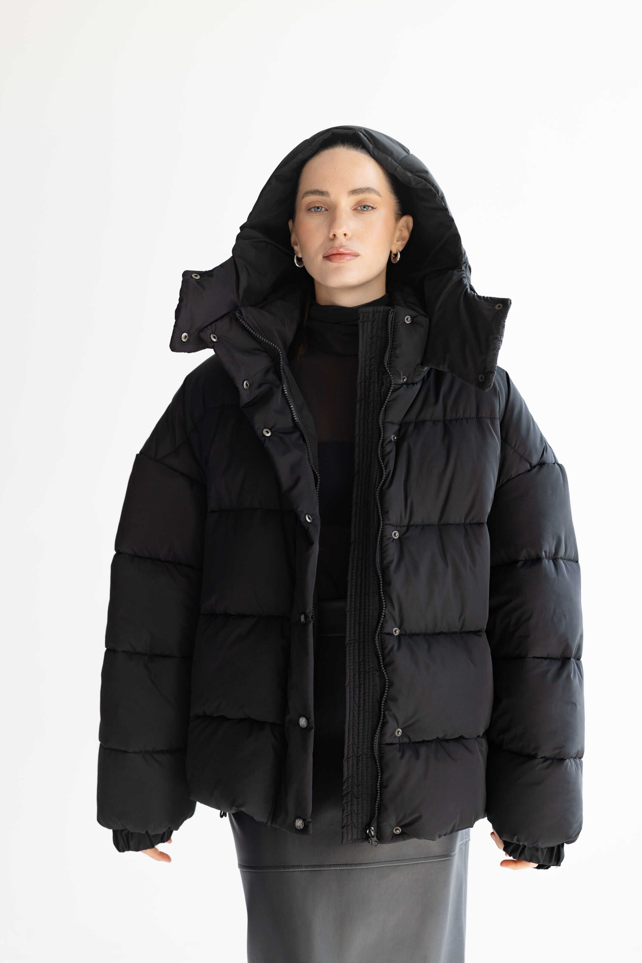 Oversized Puffer Jacket Matte Black