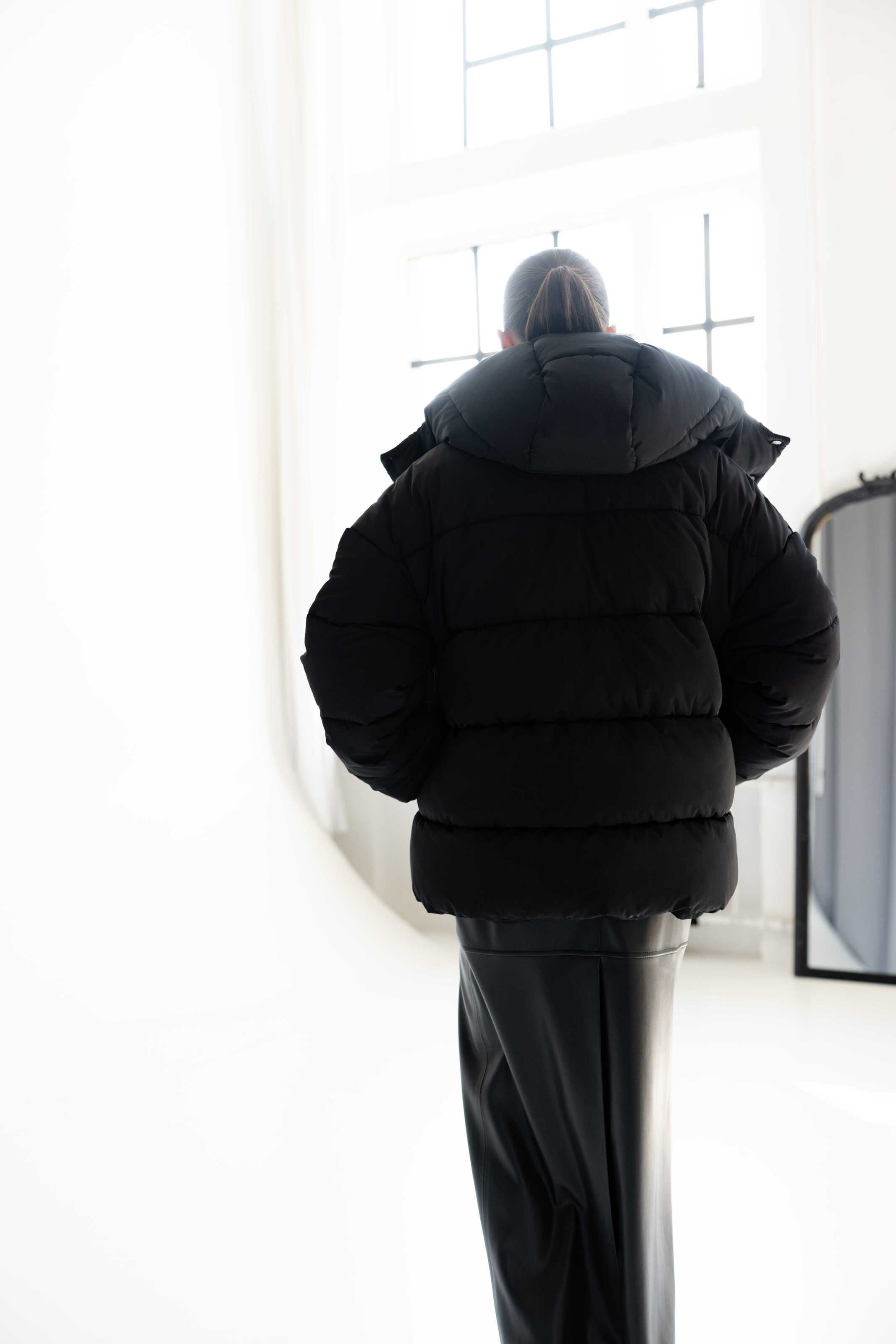 Oversized Puffer Jacket Matte Black