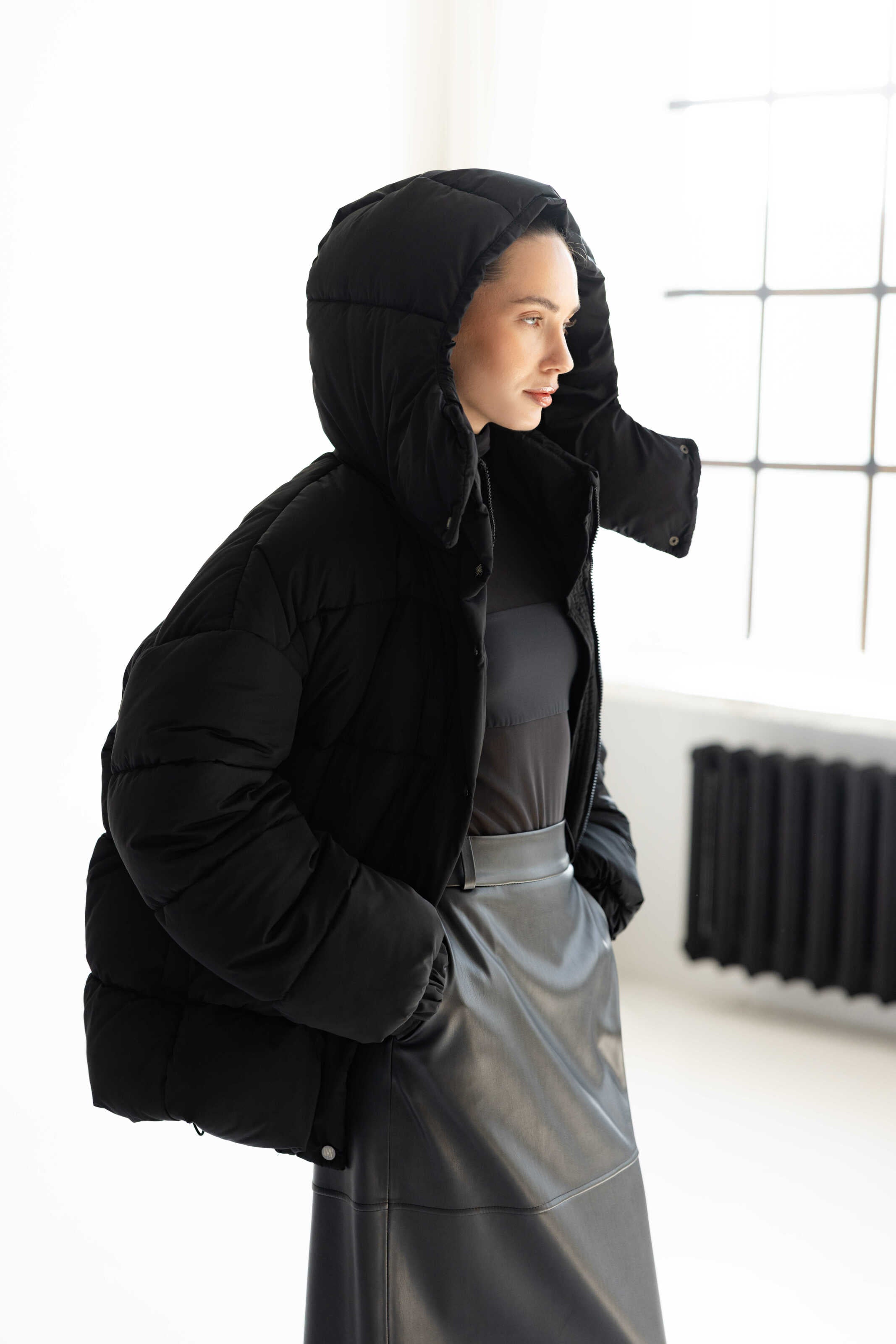 Oversized Puffer Jacket Matte Black