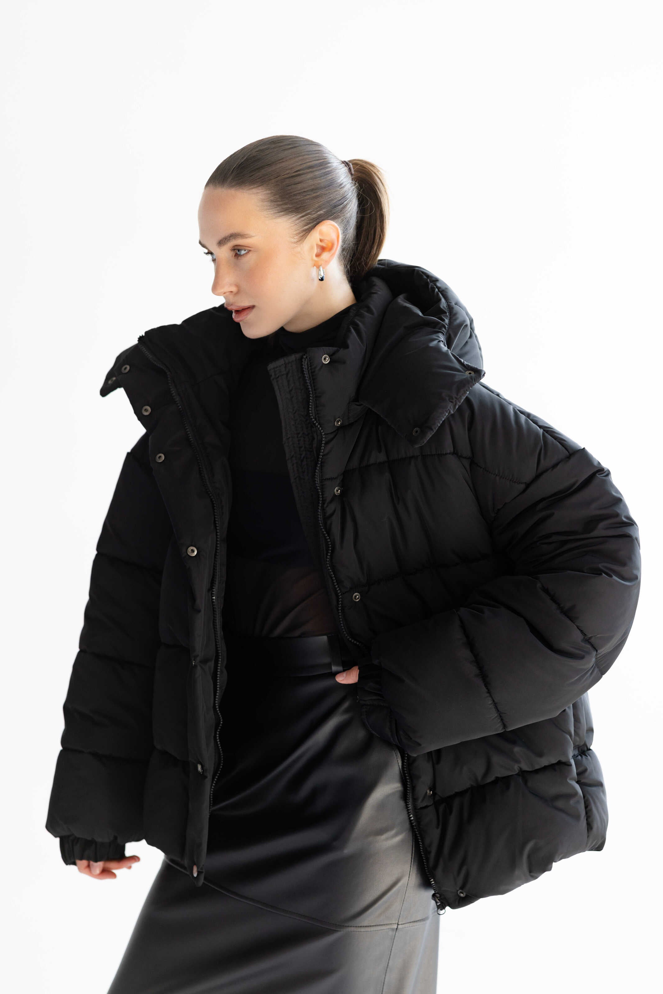 Oversized Puffer Jacket Matte Black