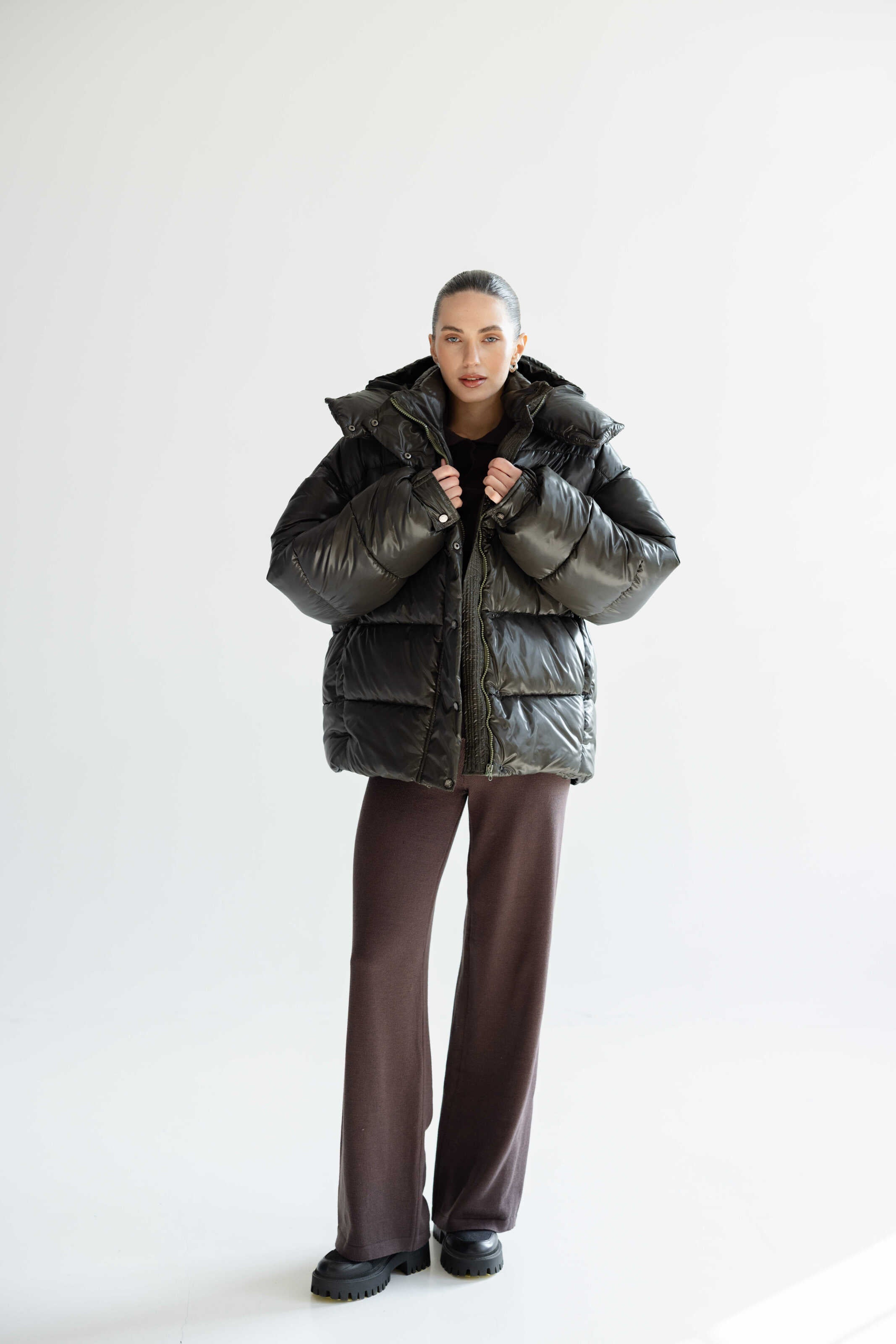 Oversized Puffer Jacket Khaki