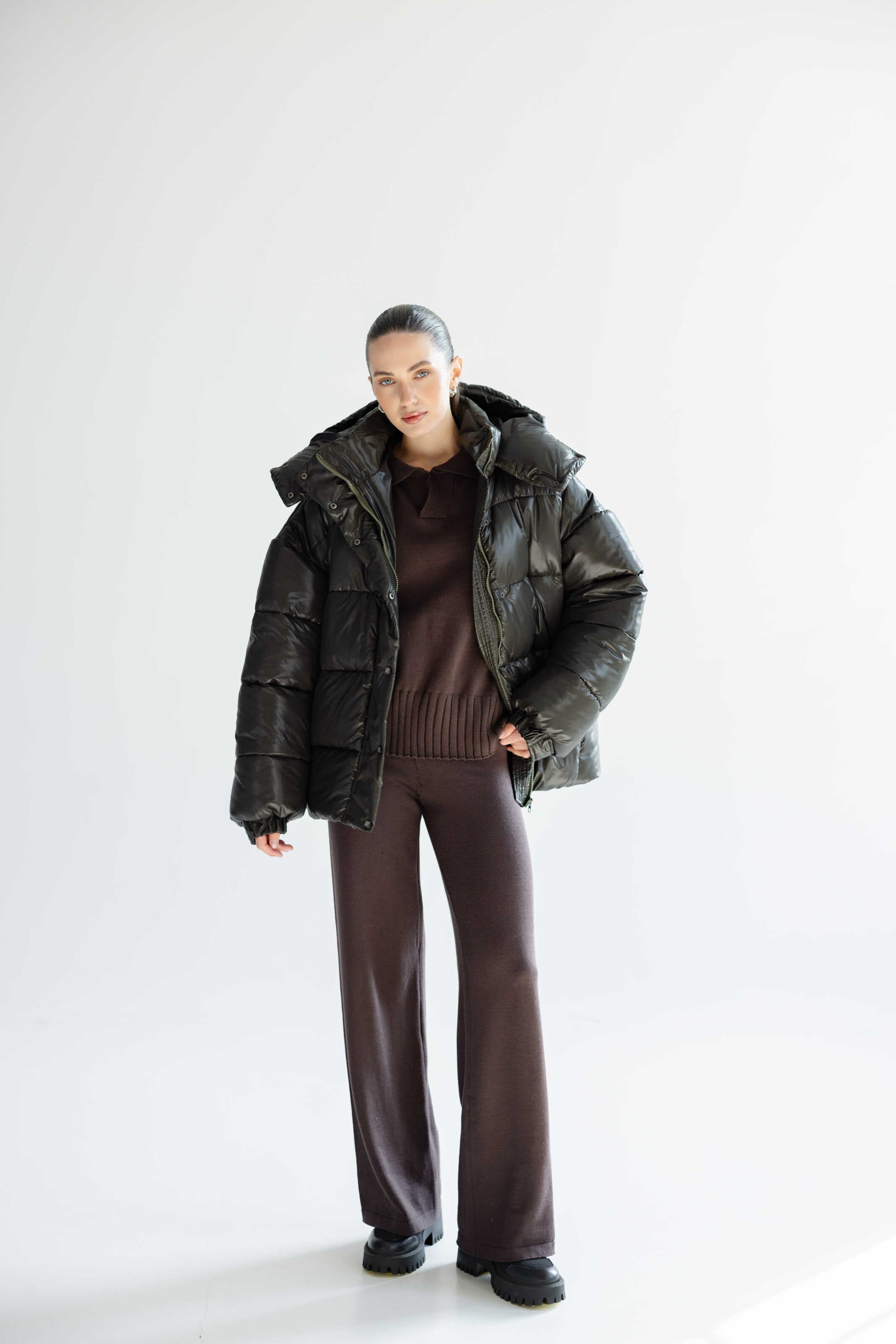 Oversized Puffer Jacket Khaki
