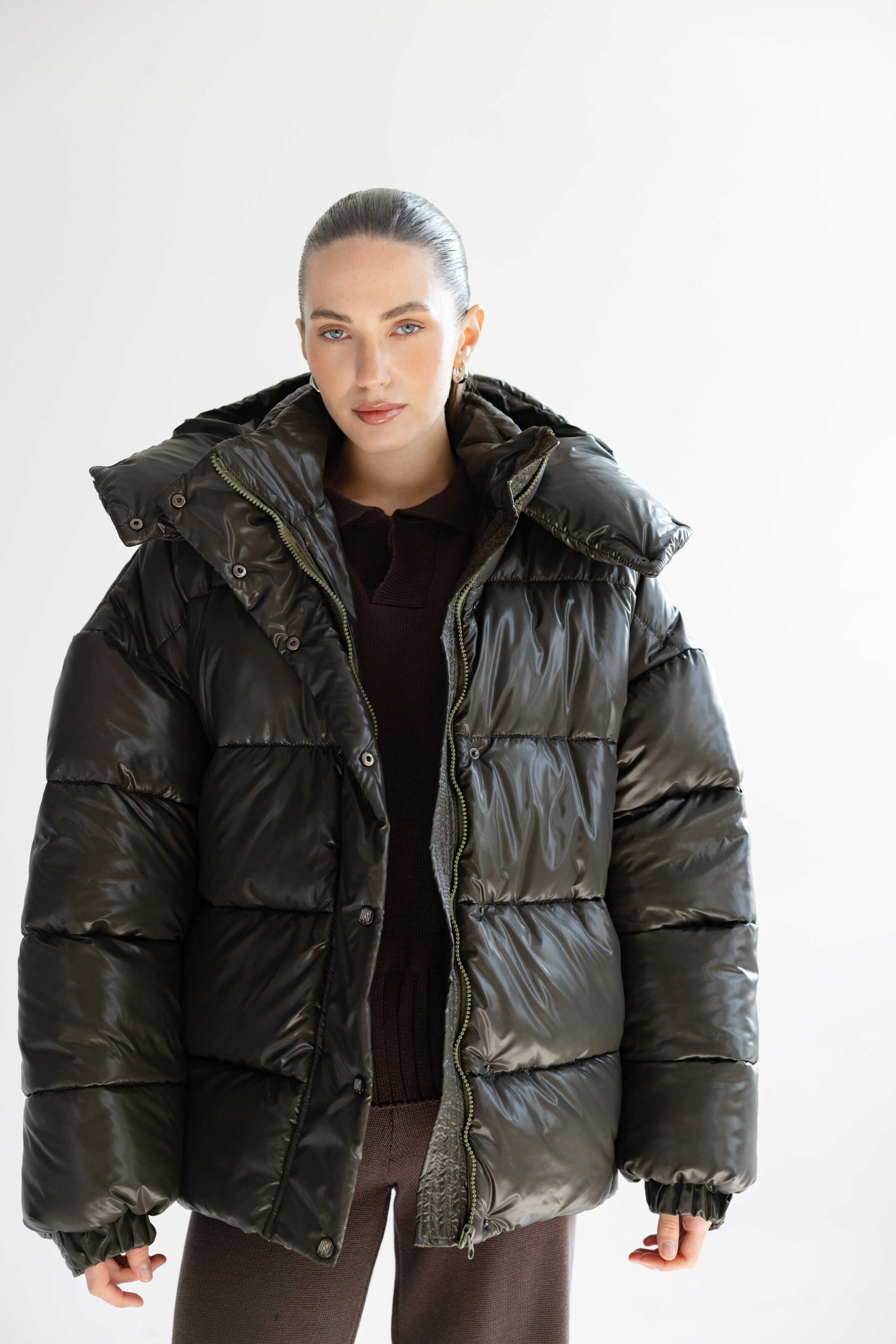 Oversized Puffer Jacket Khaki