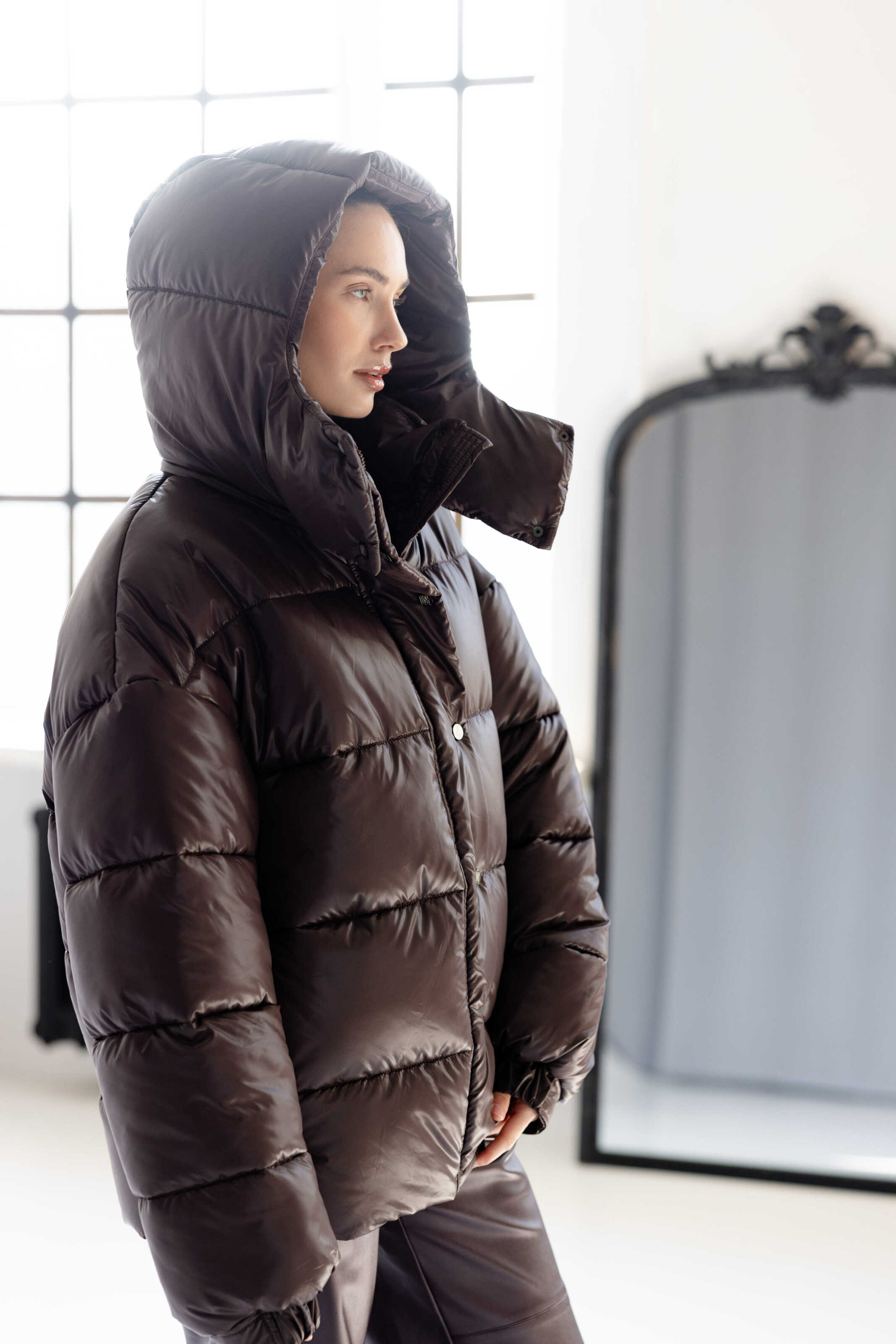 Oversized Puffer Jacket Chocolate