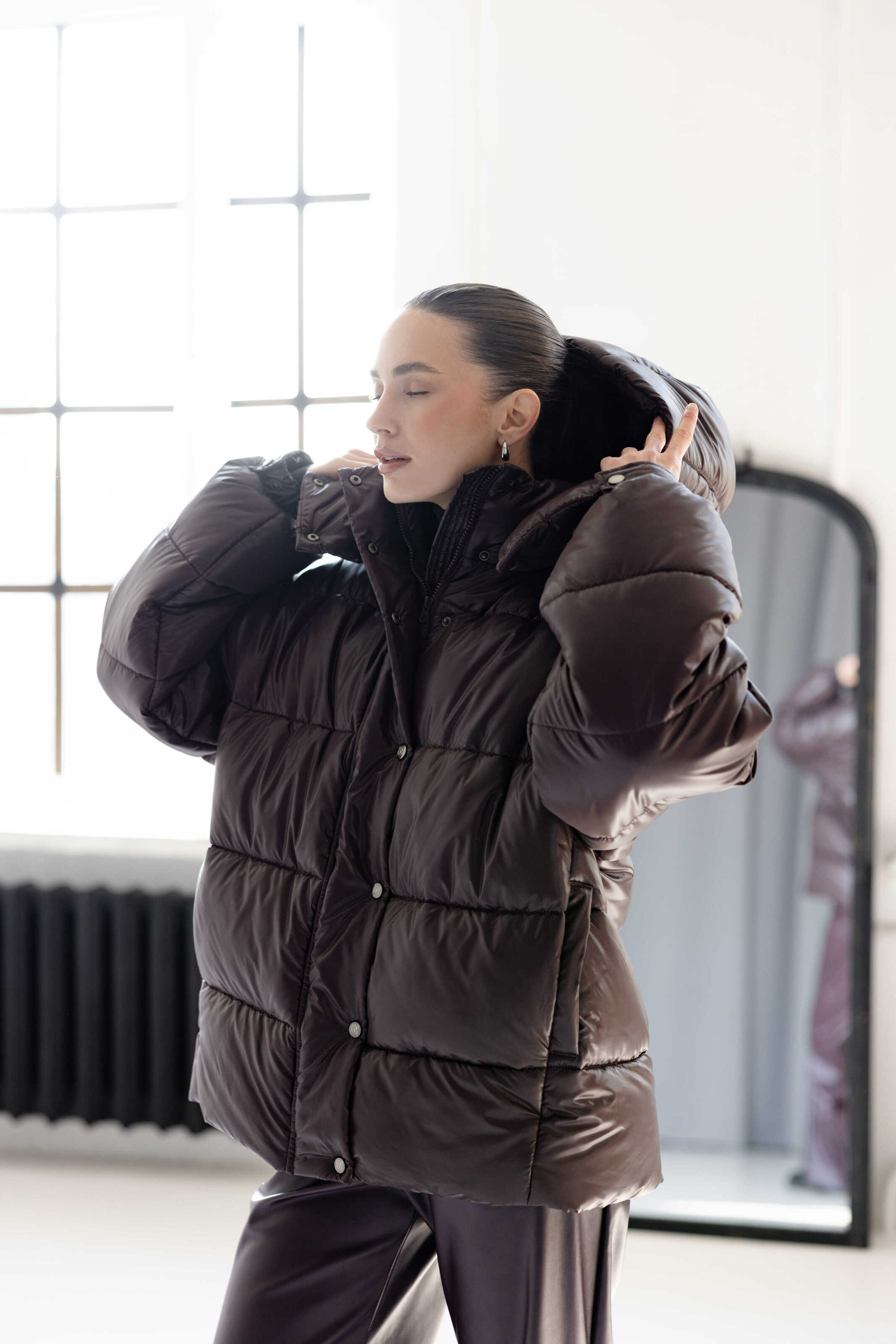 Oversized Puffer Jacket Chocolate