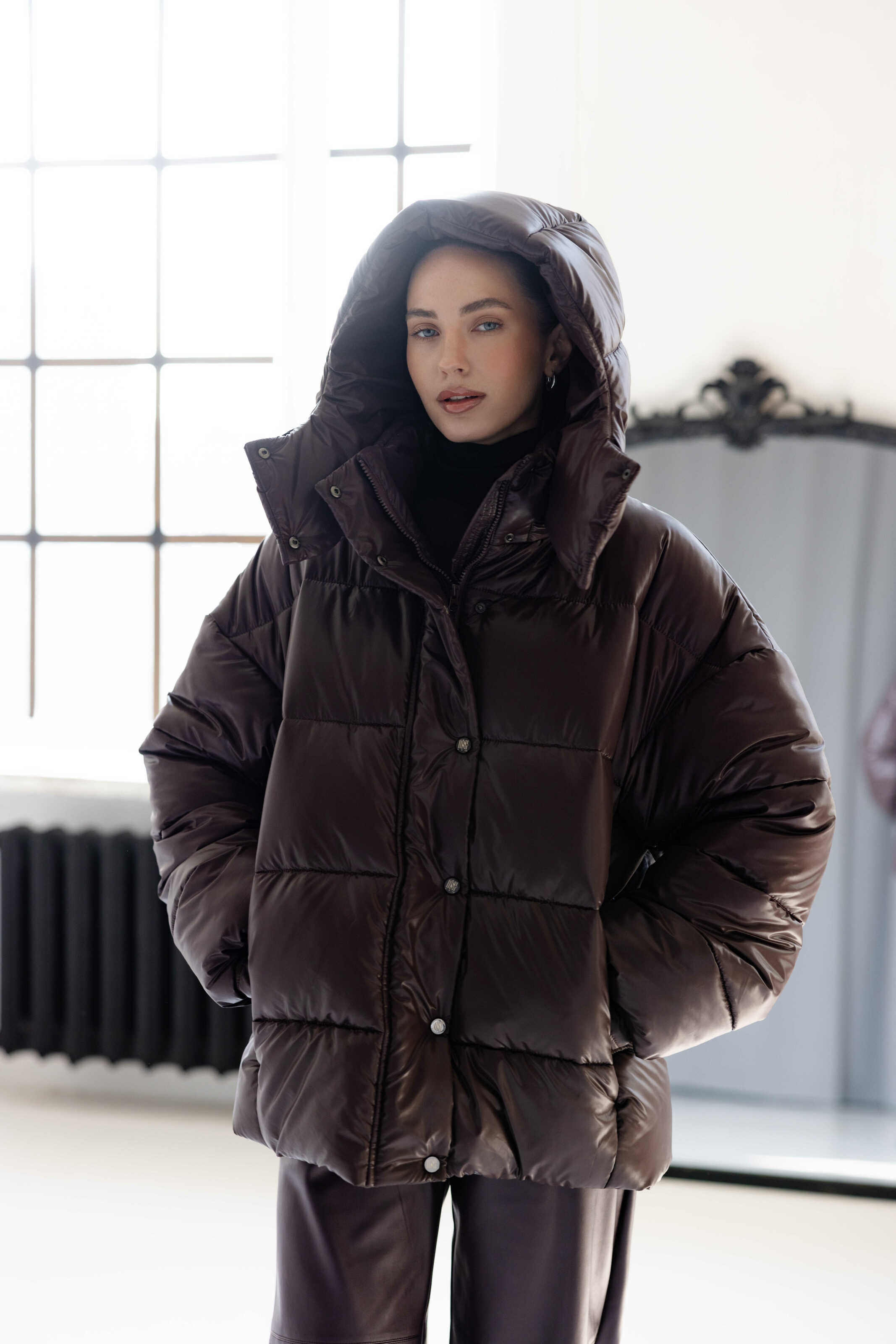 Oversized Puffer Jacket Chocolate