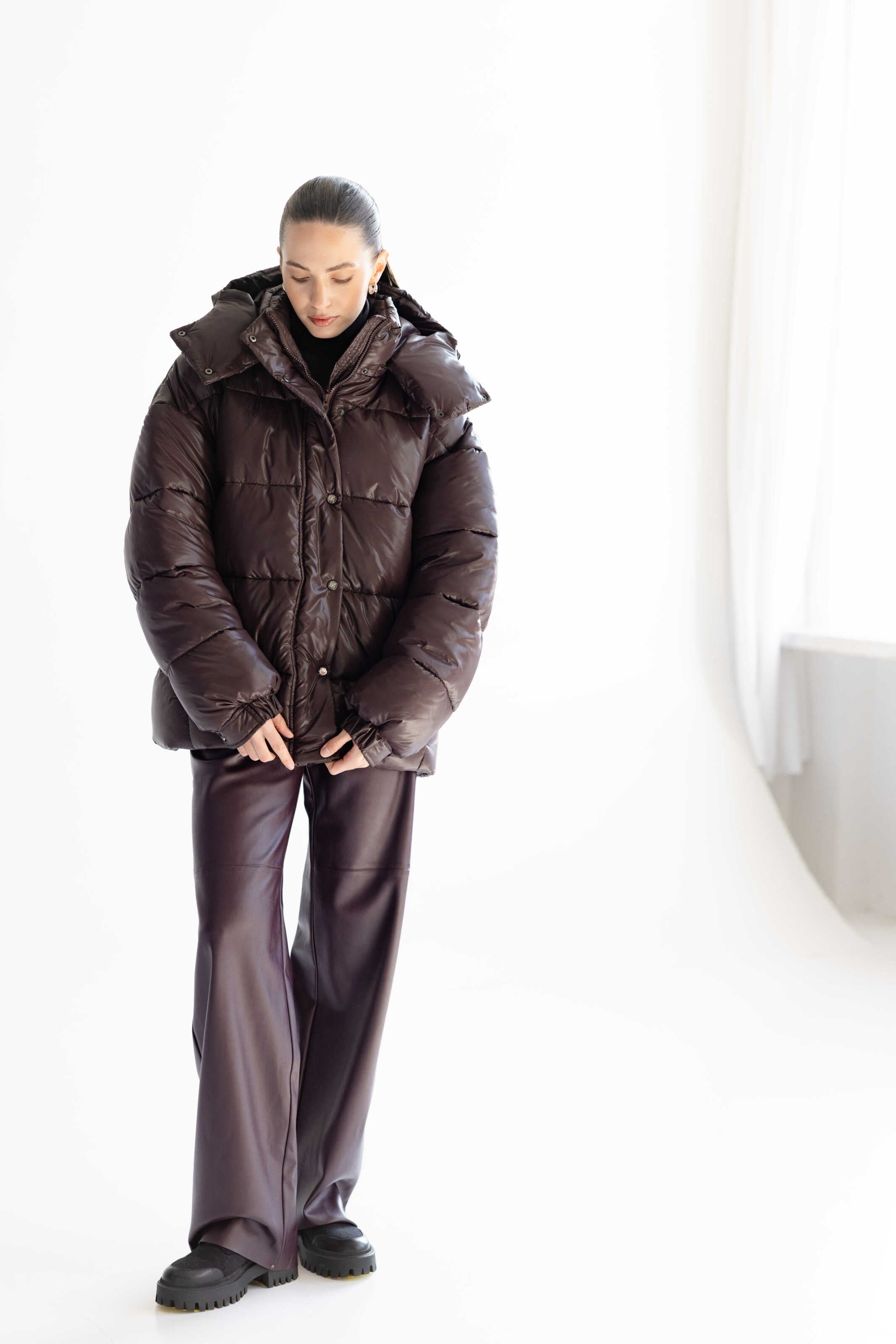 Oversized Puffer Jacket Chocolate