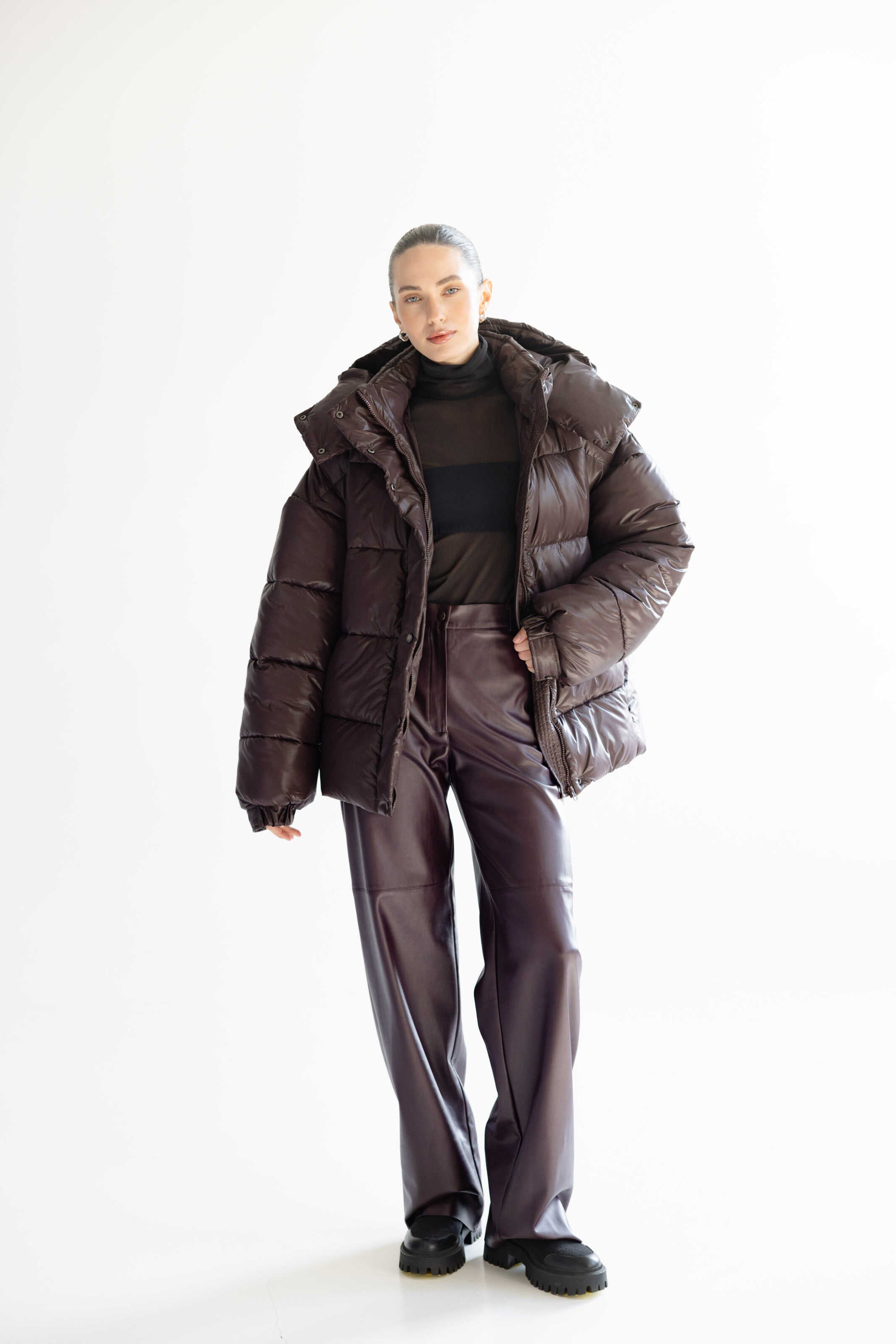 Oversized Puffer Jacket Chocolate