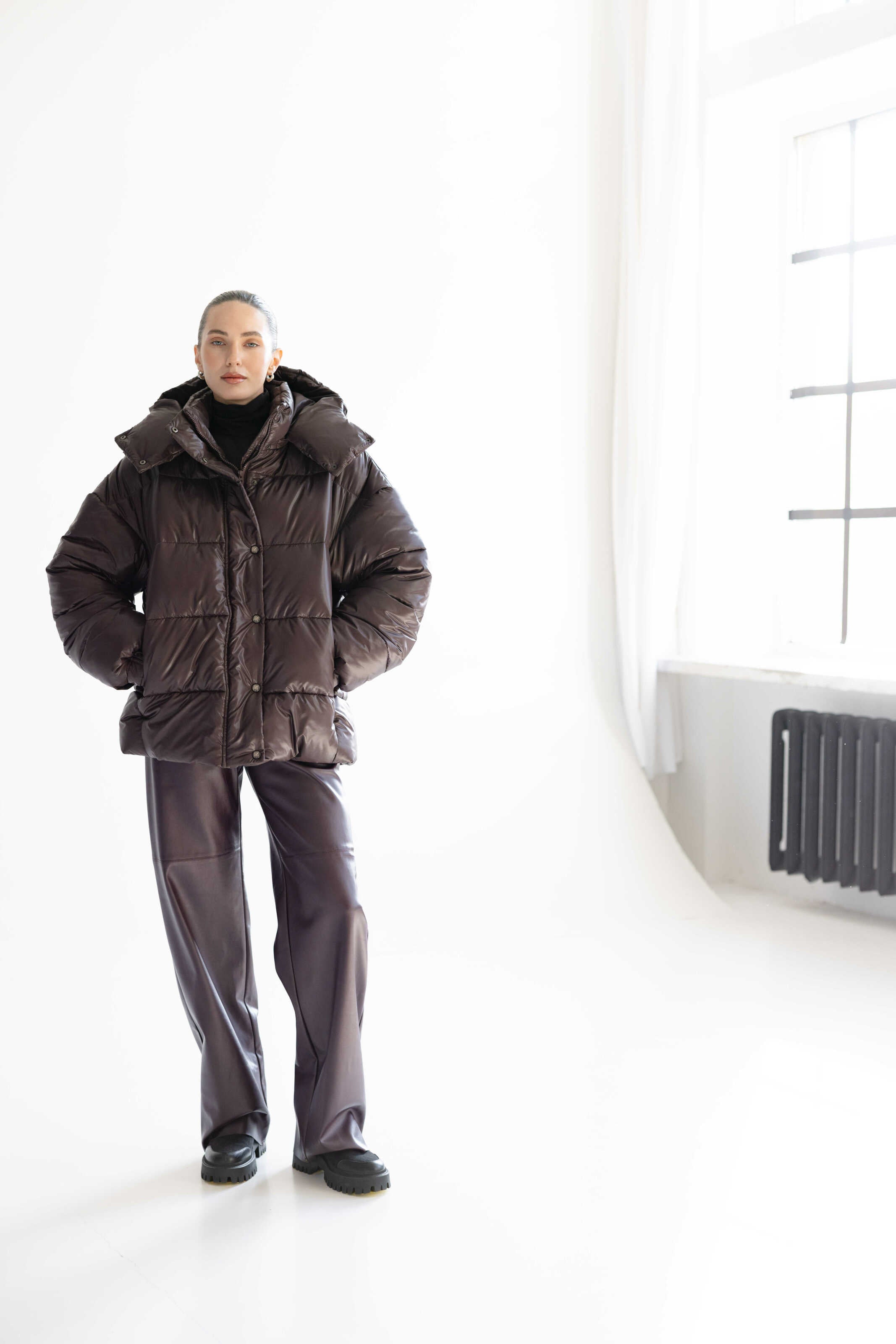 Oversized Puffer Jacket Chocolate