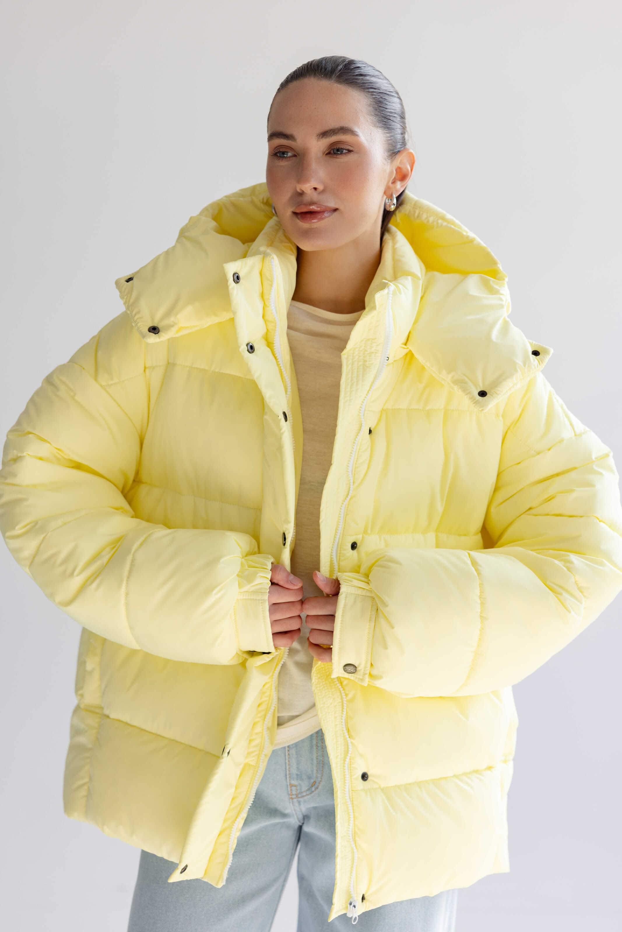 Oversized Puffer Jacket Yellow