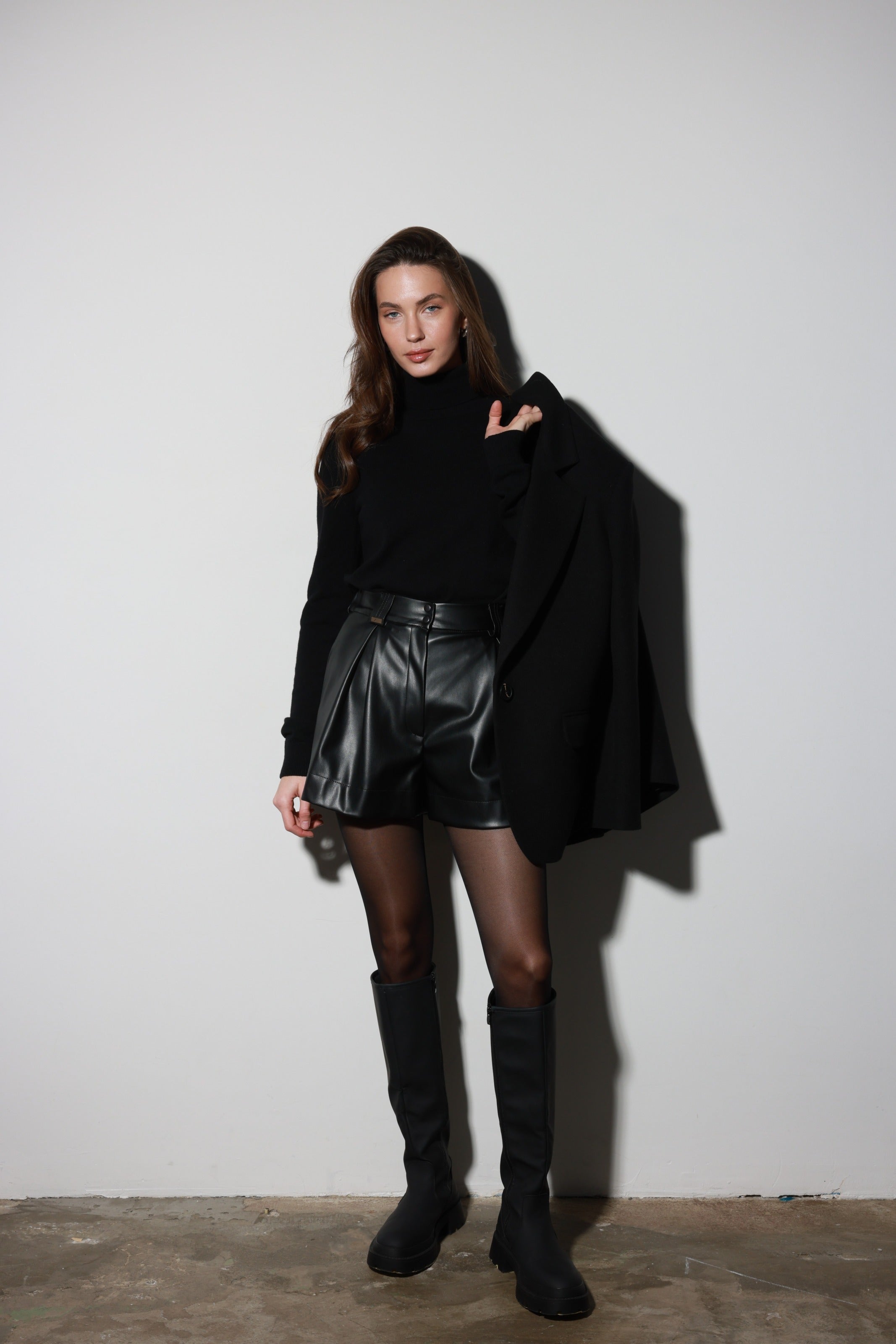 Black Faux Leather Shorts