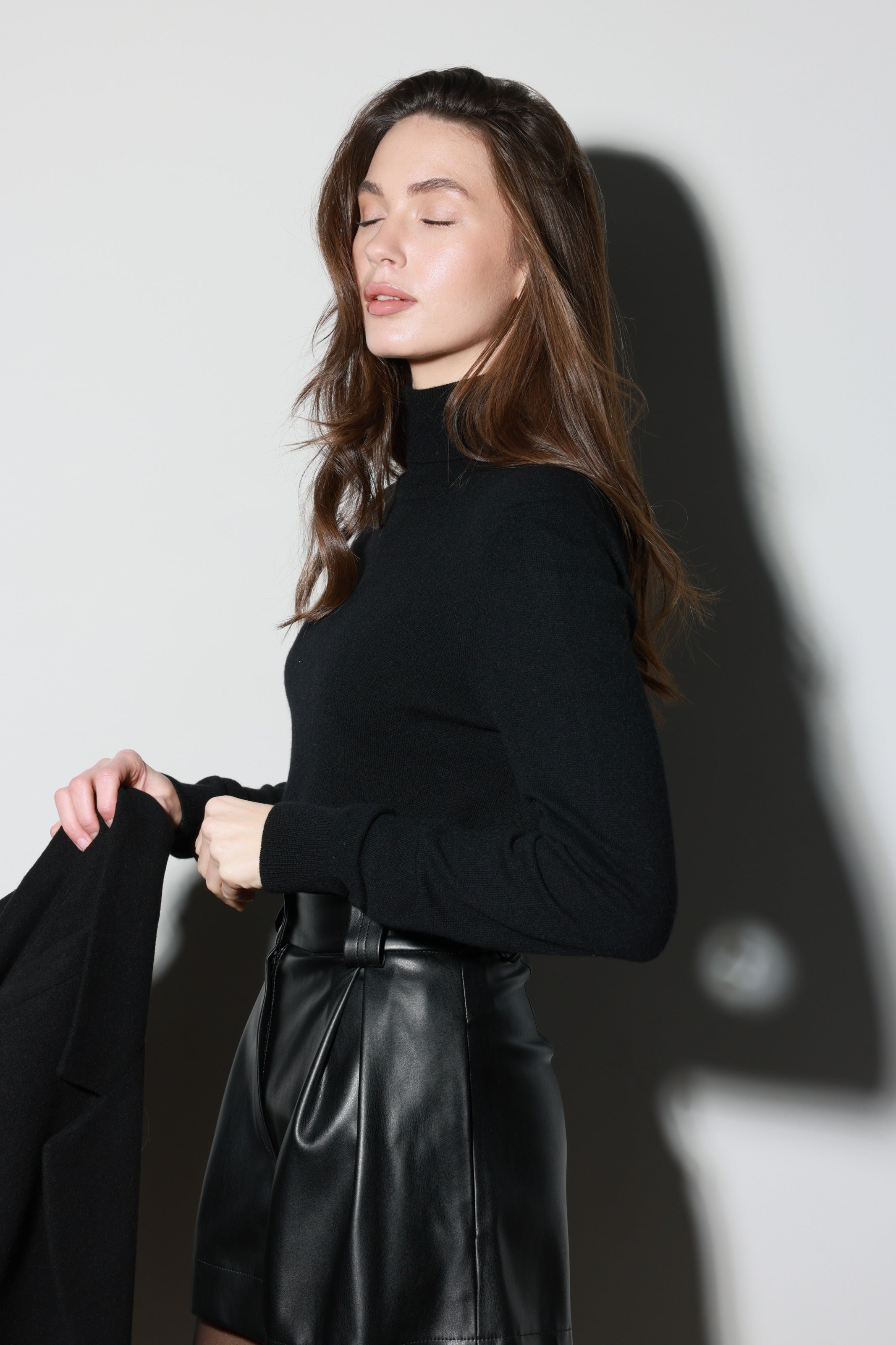 Black Faux Leather Shorts