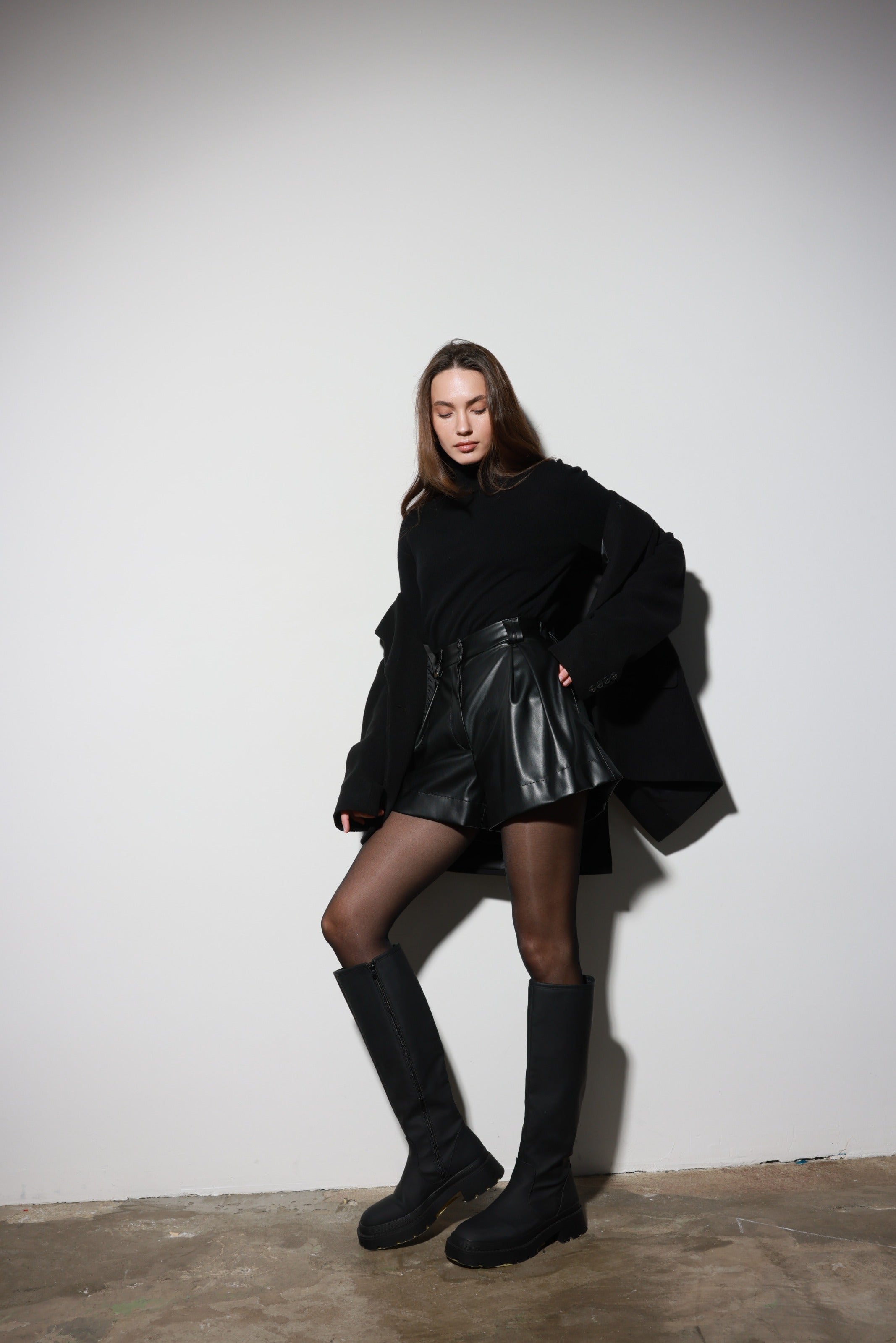 Black Faux Leather Shorts