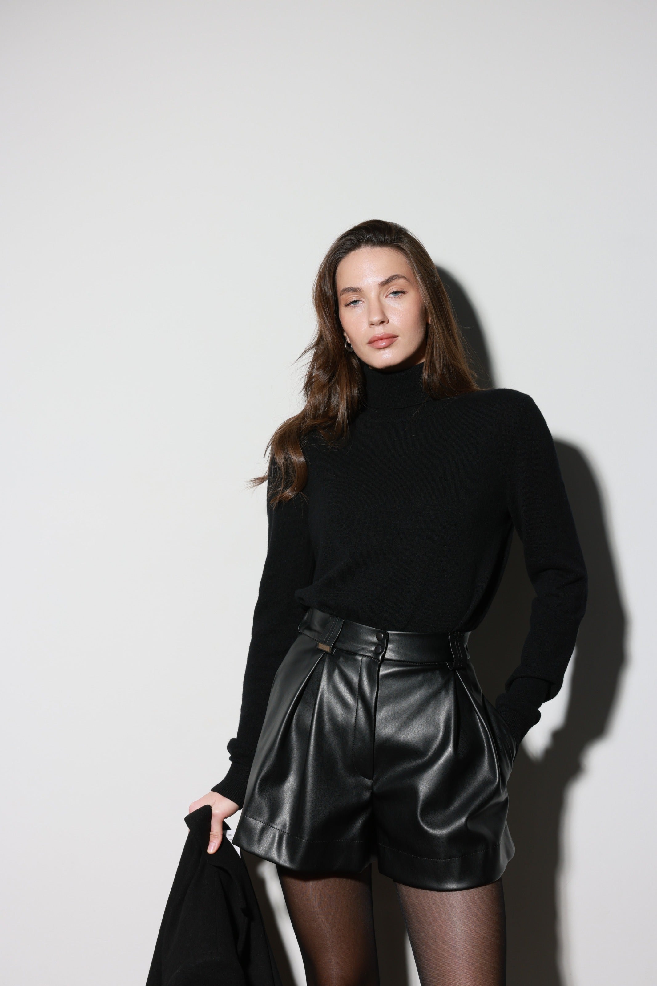 Black Faux Leather Shorts