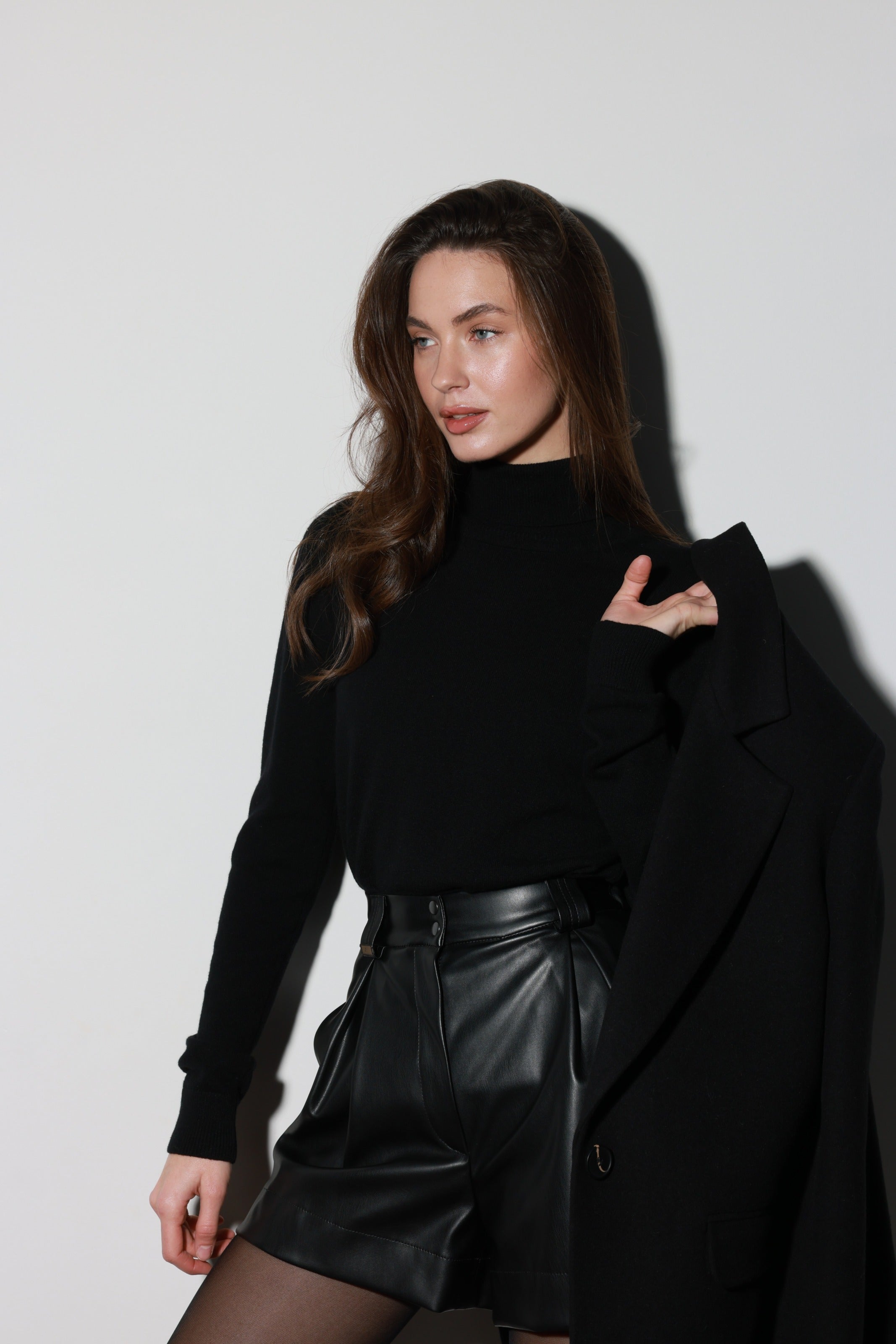 Black Faux Leather Shorts