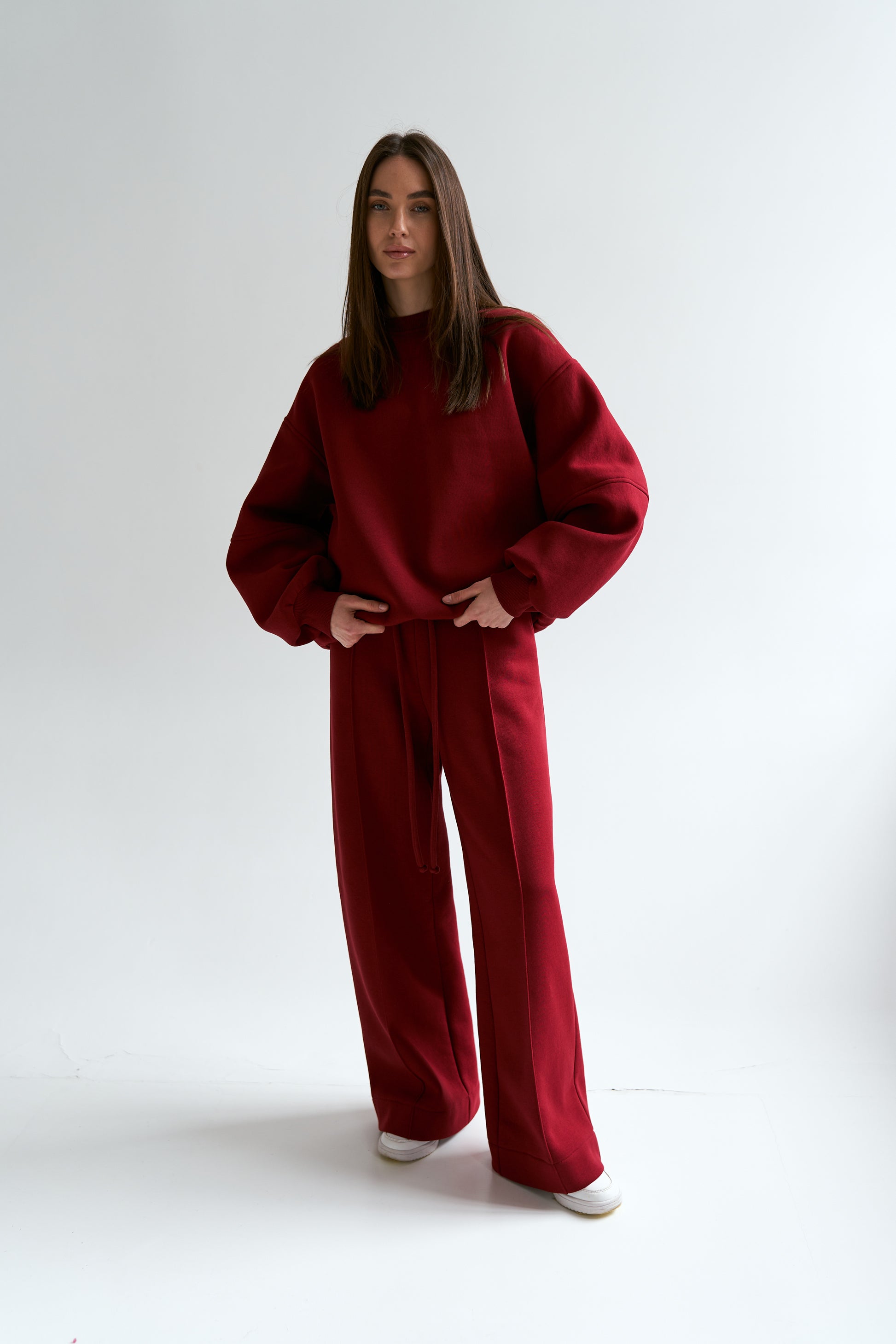 Burgundy Straight Pants Knit