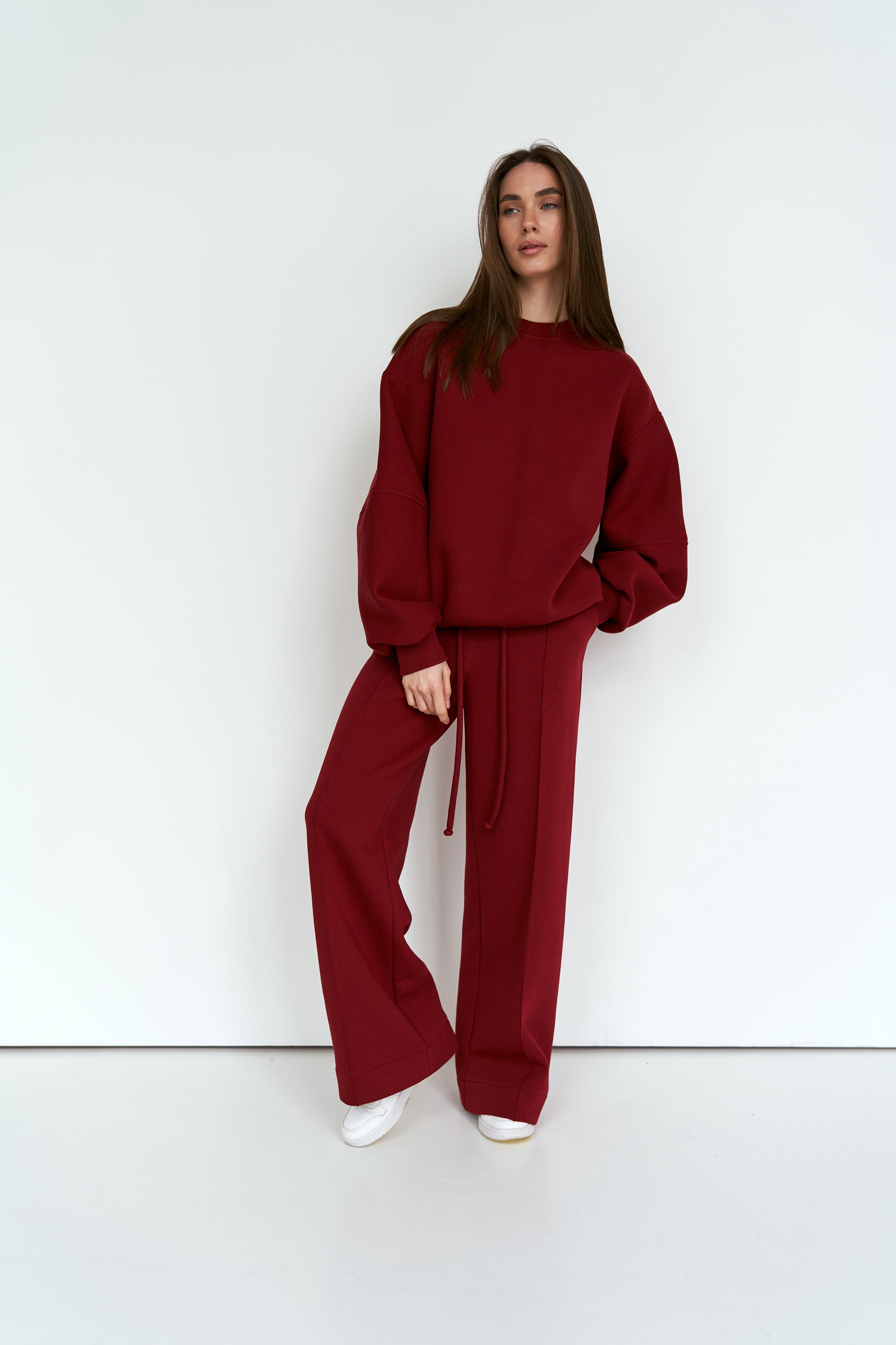 Burgundy Straight Pants Knit
