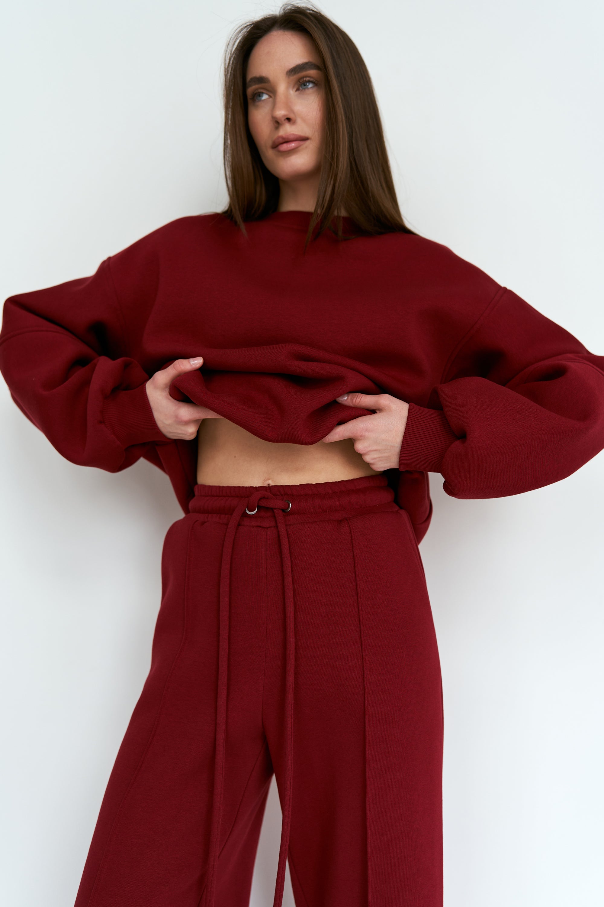 Burgundy Straight Pants Knit