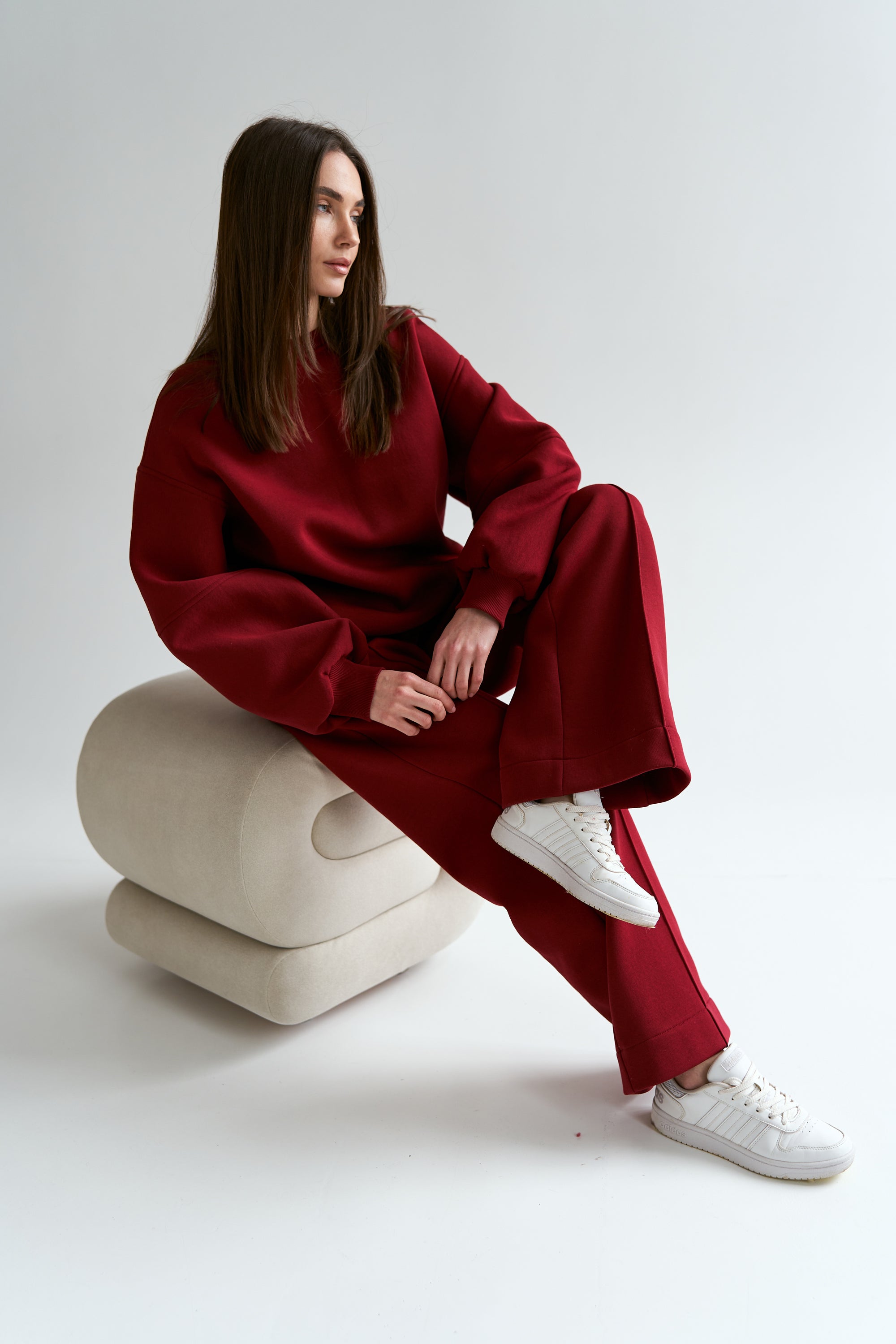 Burgundy Straight Pants Knit