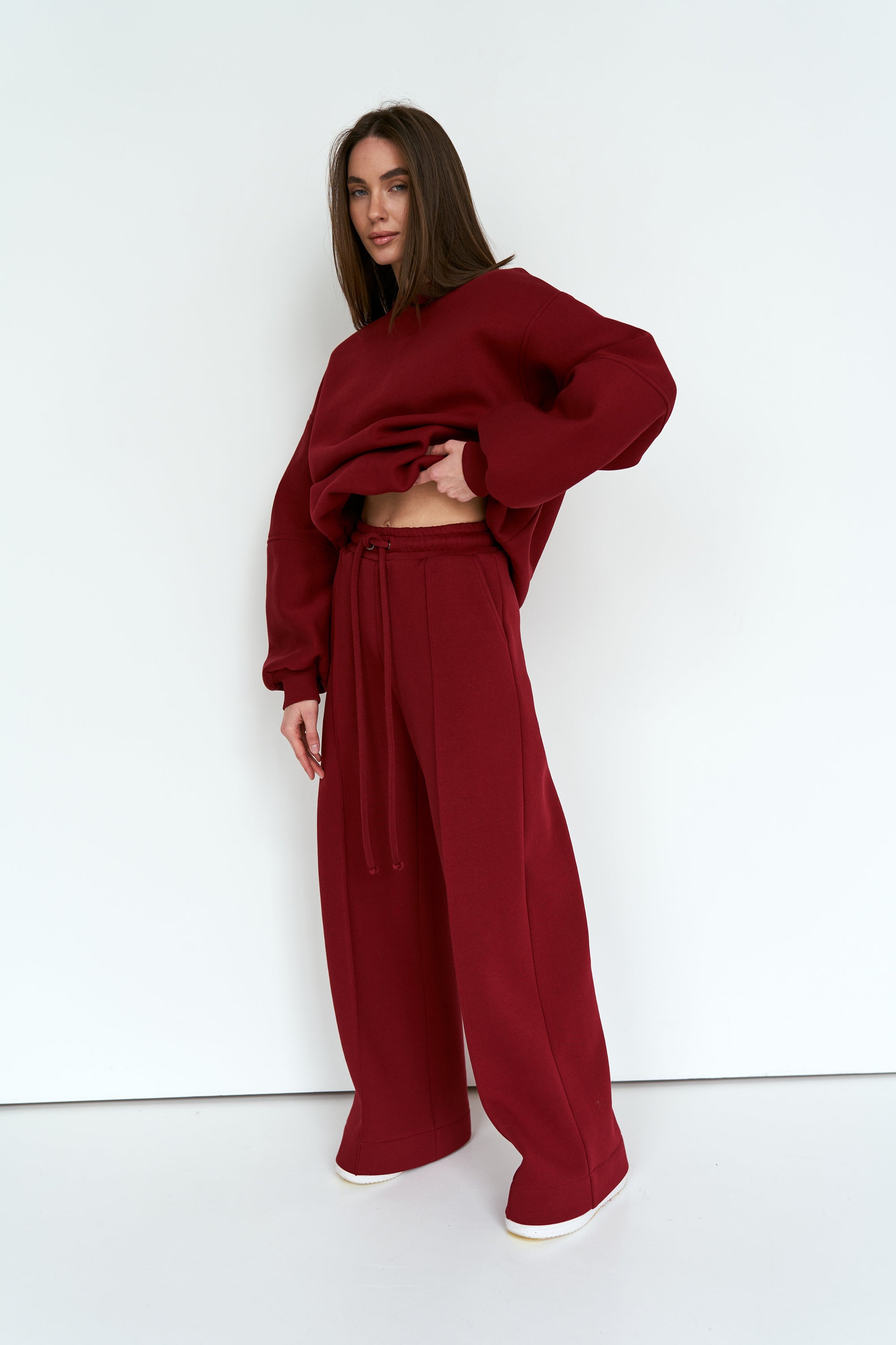 Burgundy Straight Pants Knit