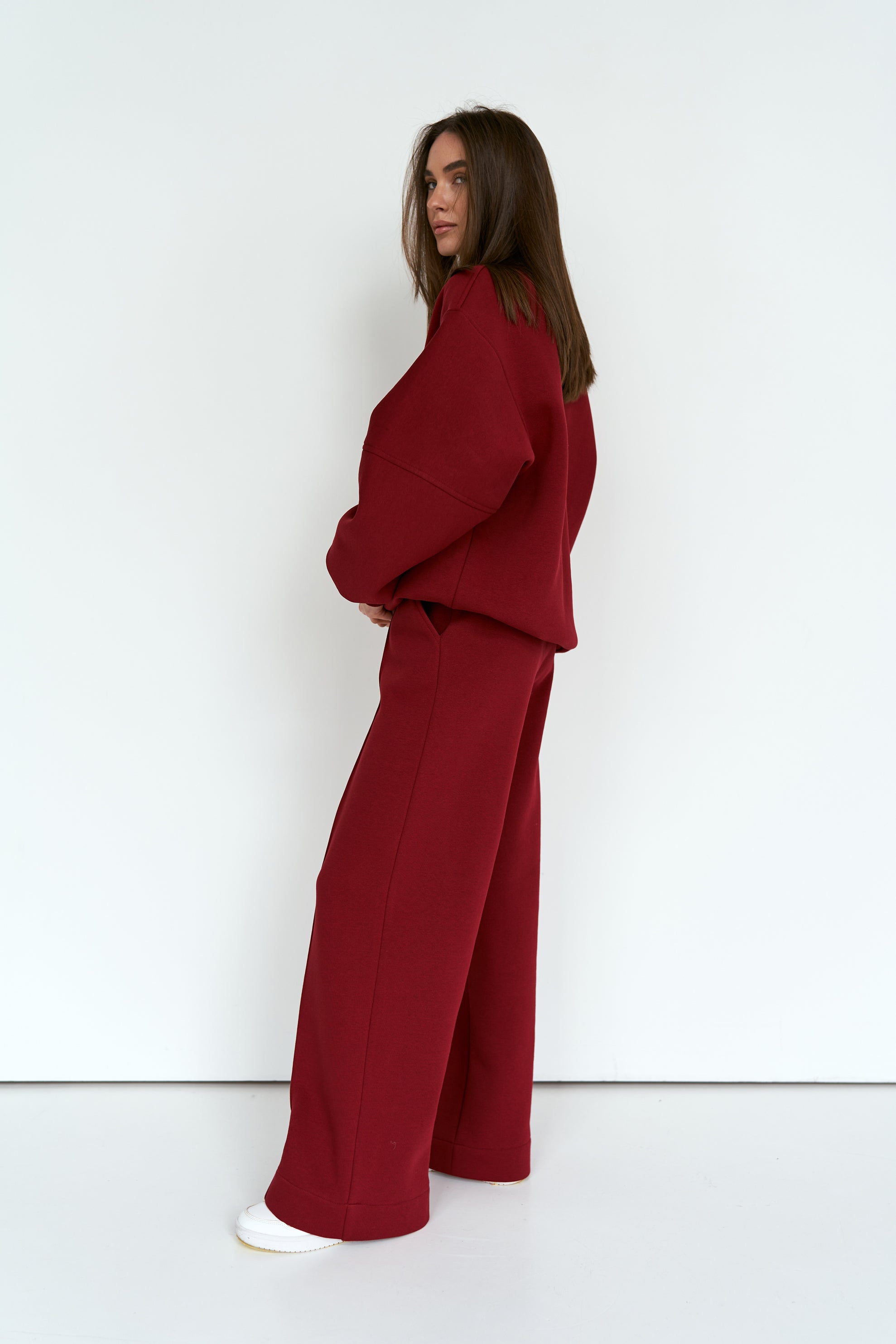 Burgundy Straight Pants Knit