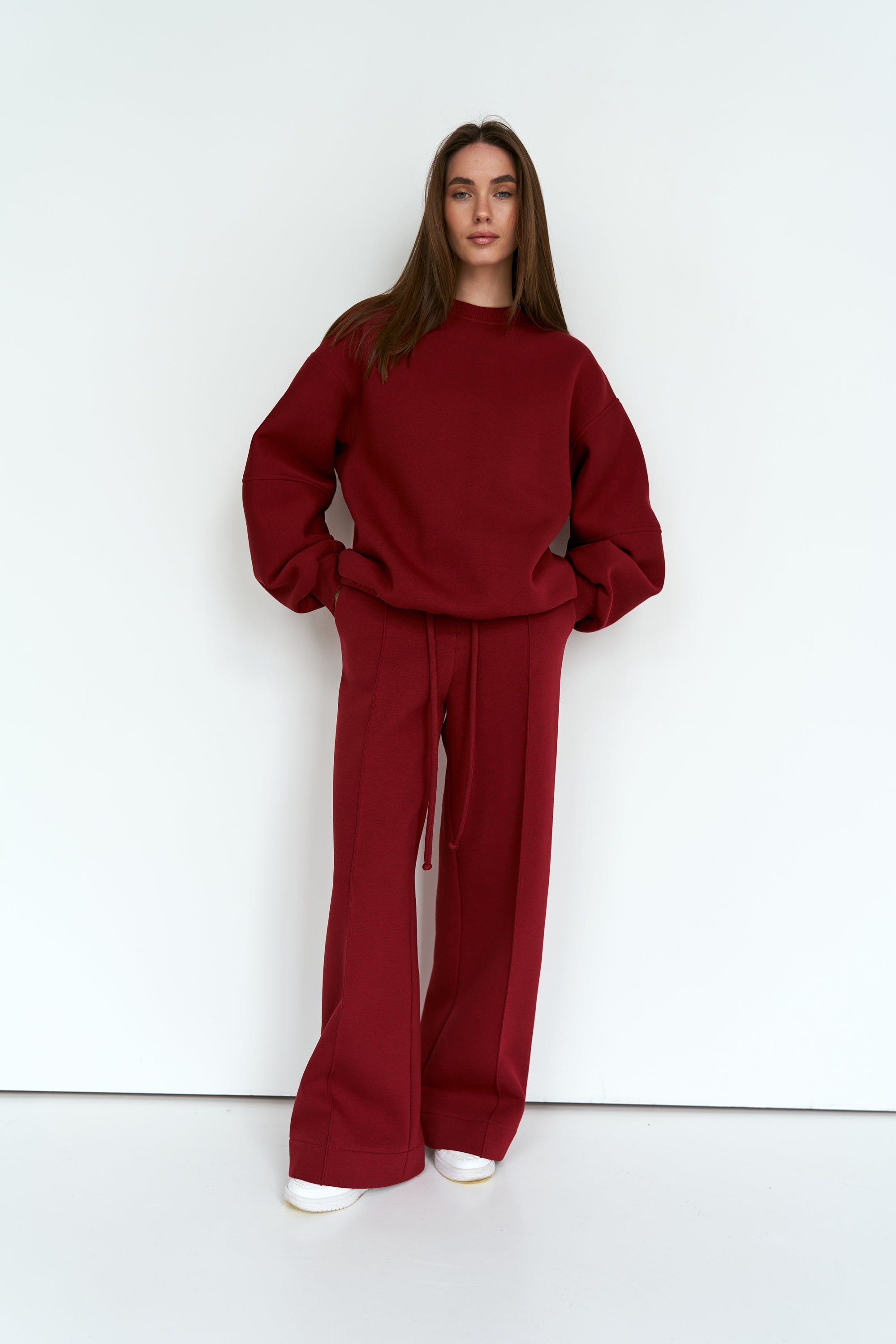 Burgundy Straight Pants Knit