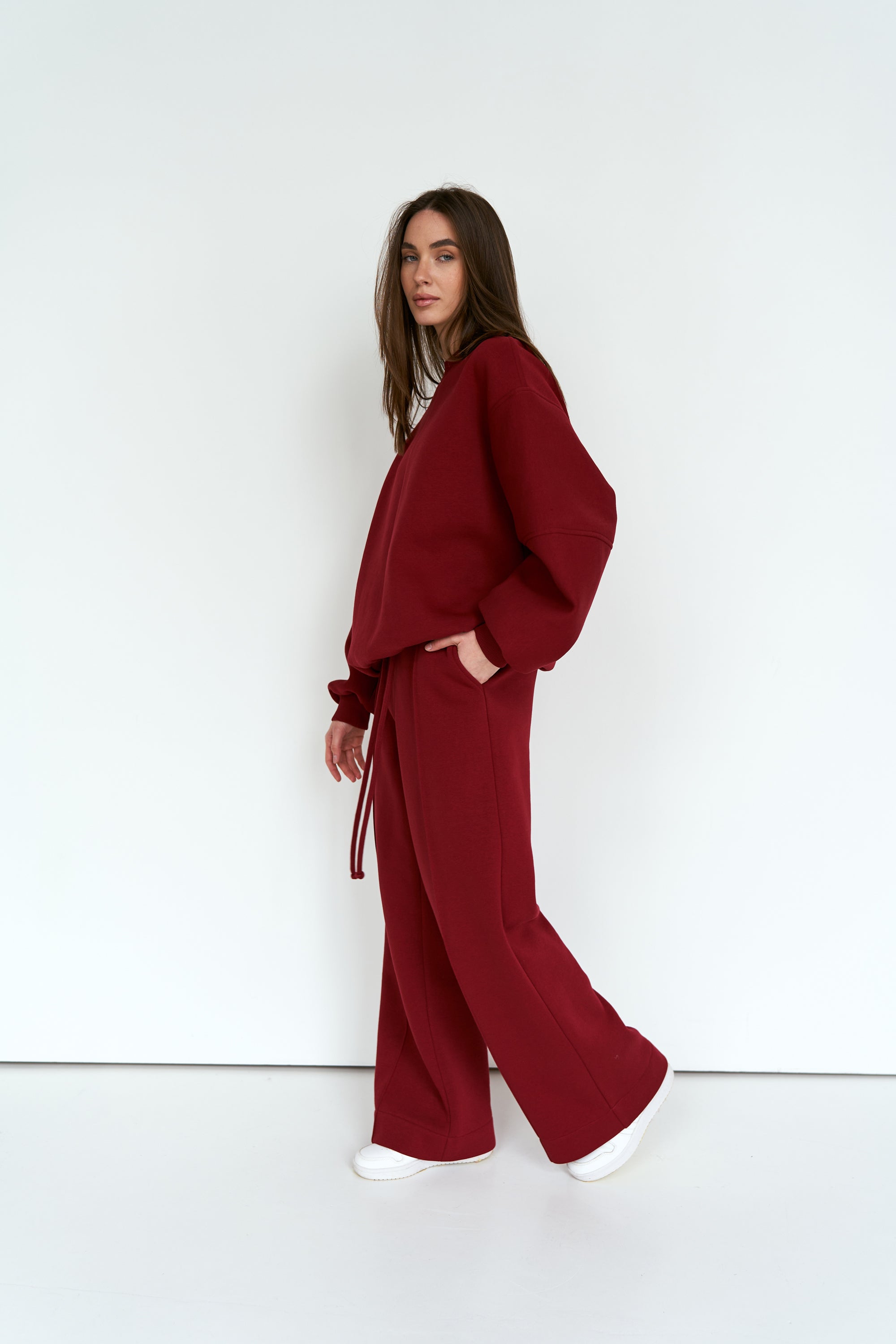 Burgundy Straight Pants Knit