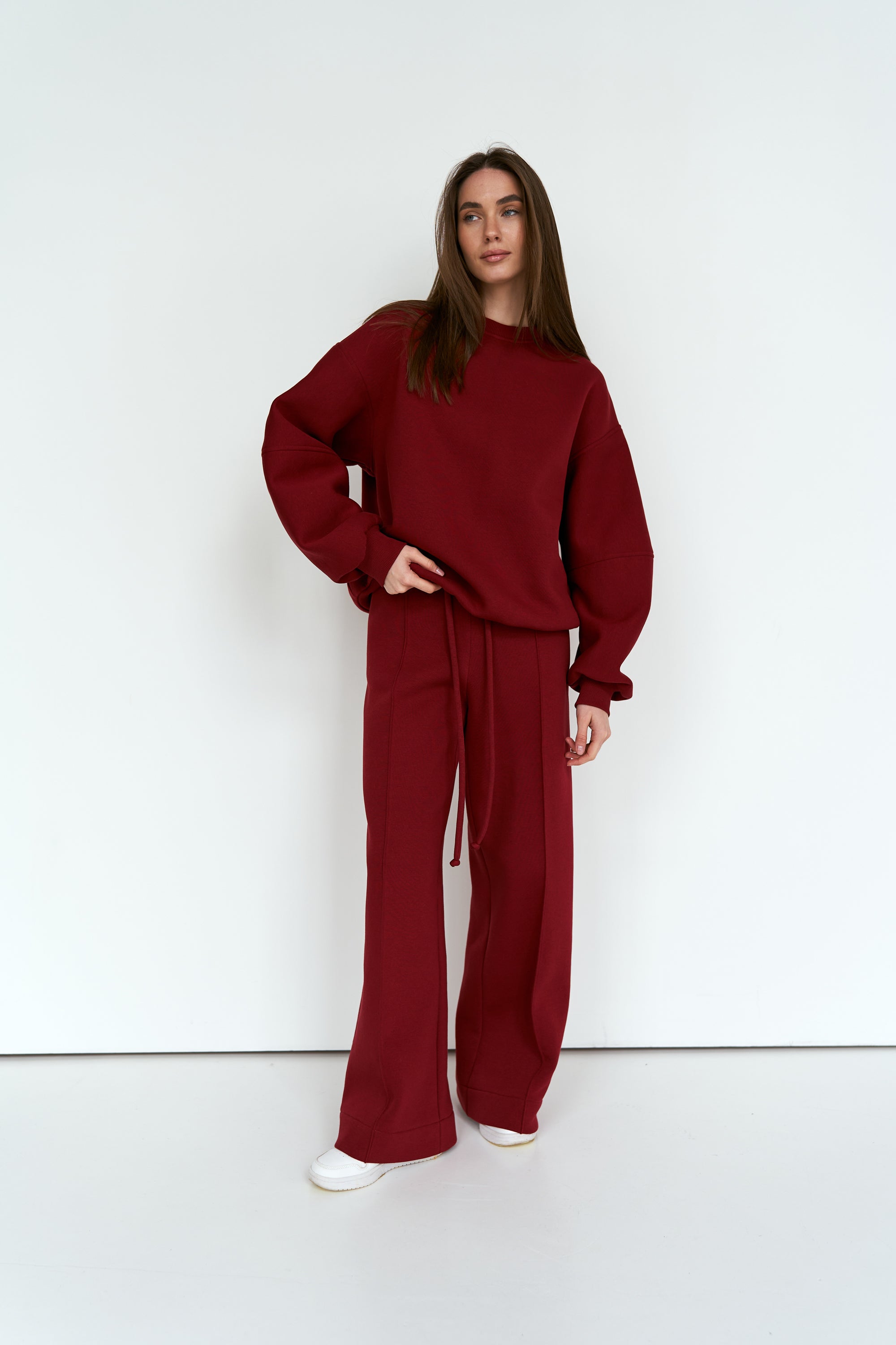 Burgundy Straight Pants Knit
