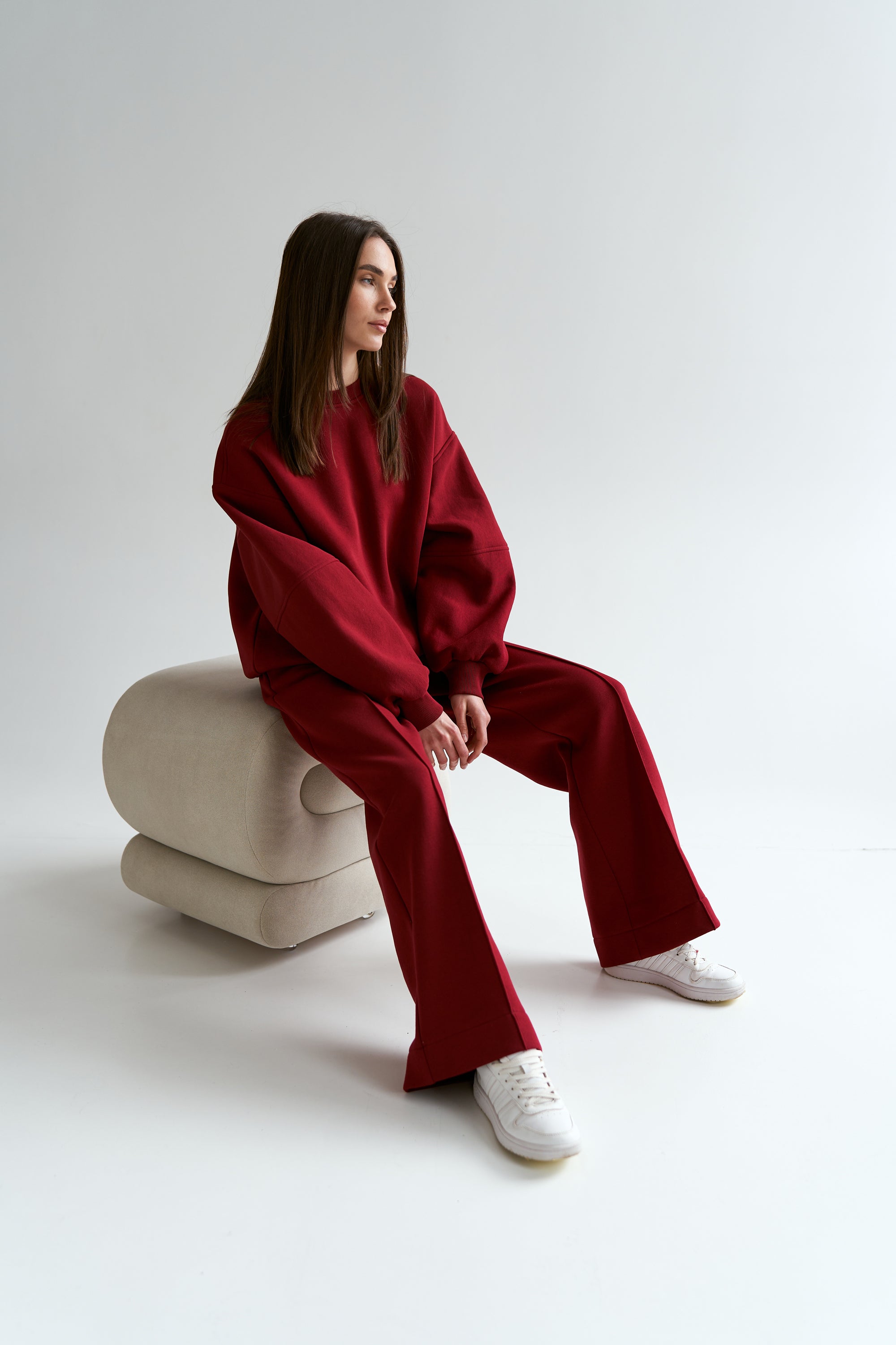 Burgundy Straight Pants Knit