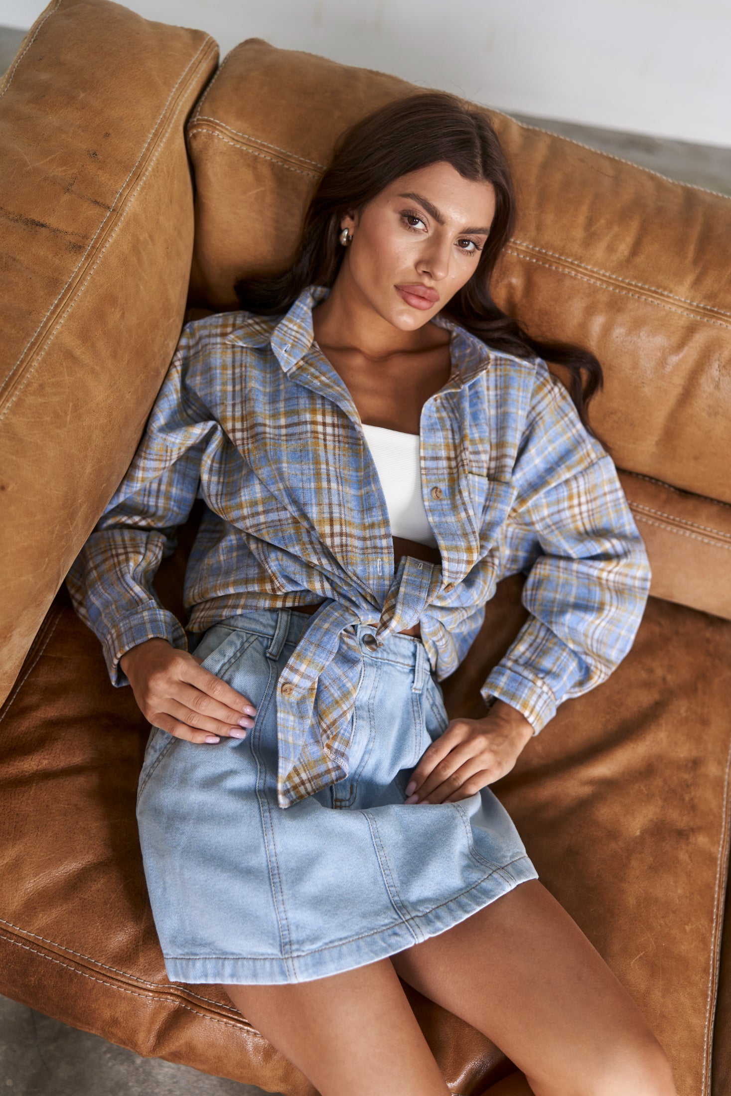 Checkered Cotton Shirt LightBlue