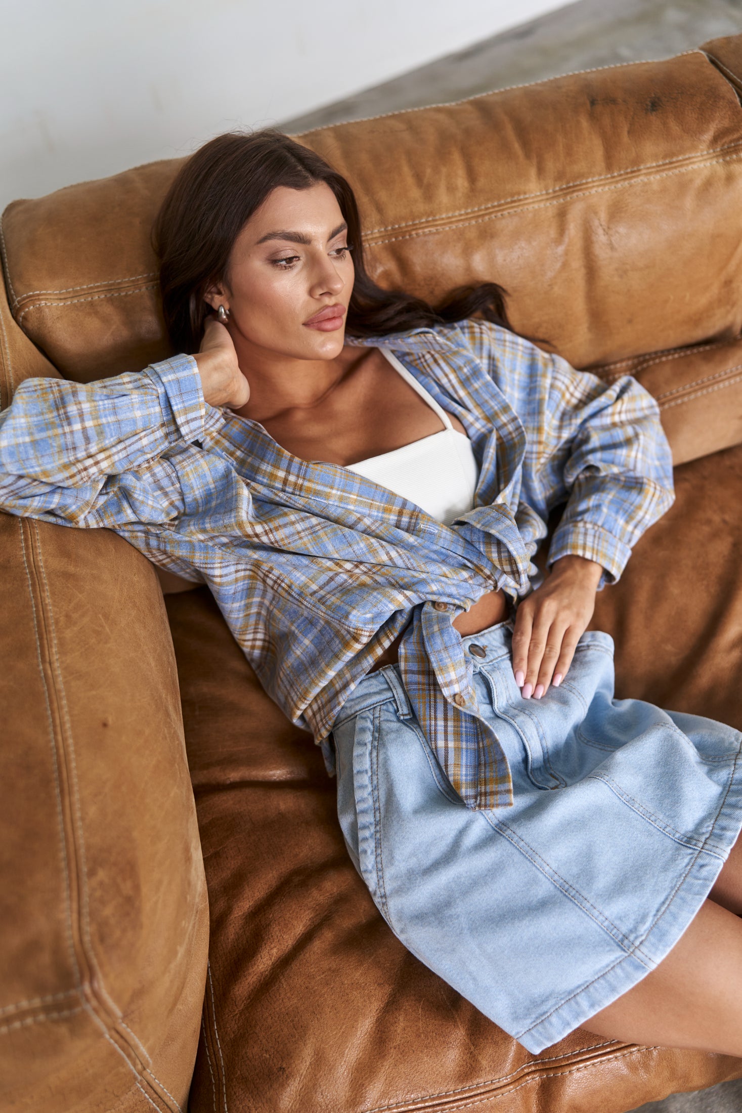 Checkered Cotton Shirt LightBlue