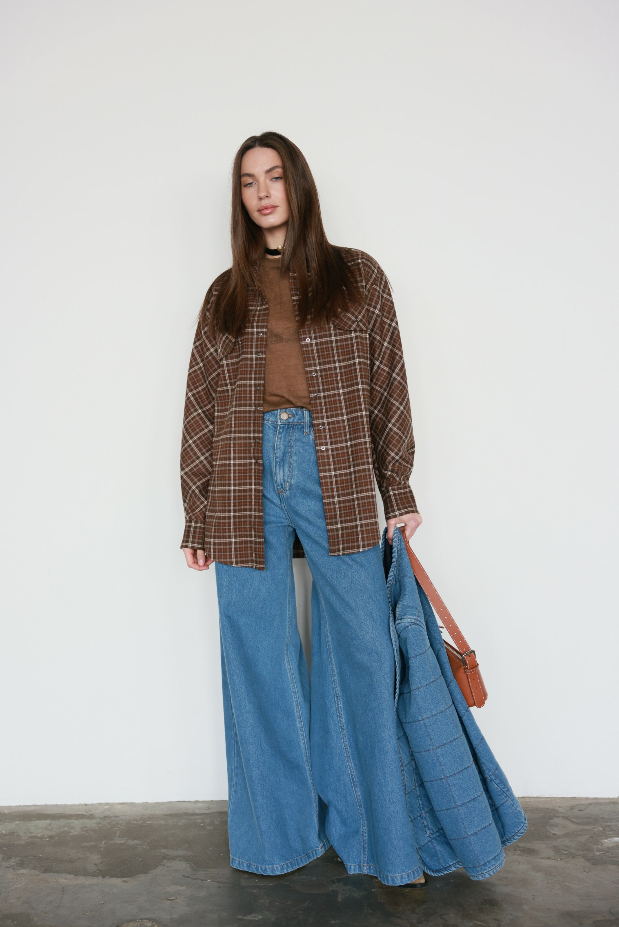 Brown Plaid Cotton Shirt