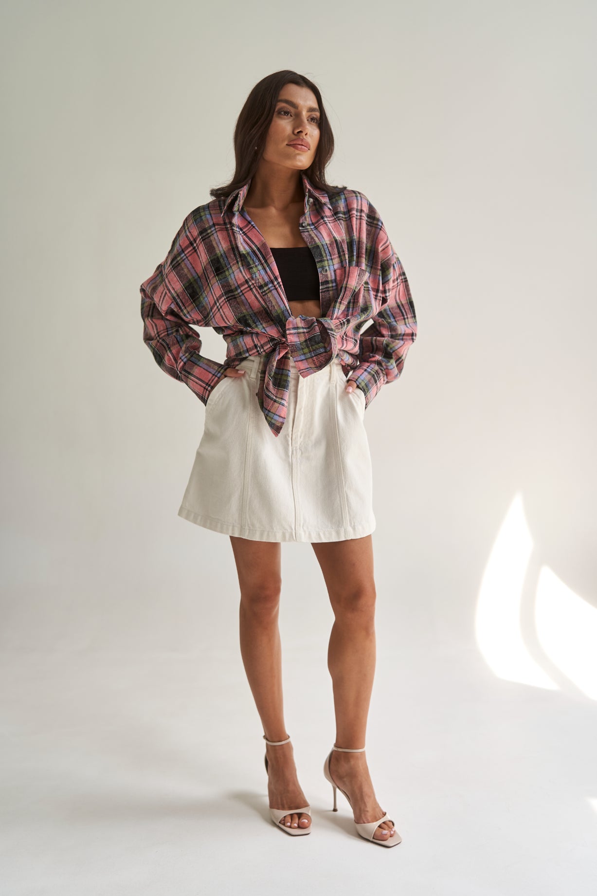 Checkered Cotton Shirt Pink